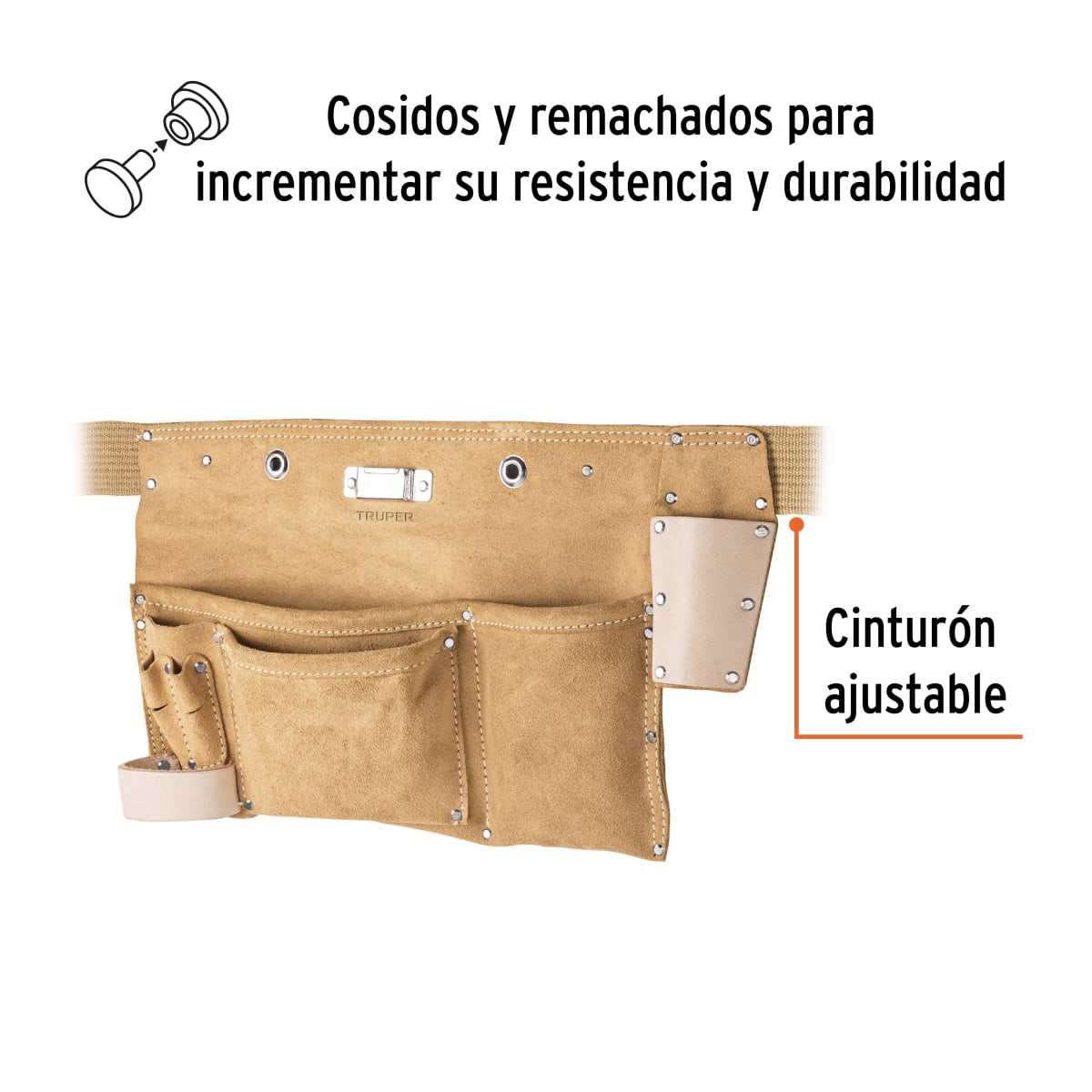 Cinturón portaherramientas de carnaza. 9 compartimentos. truper3