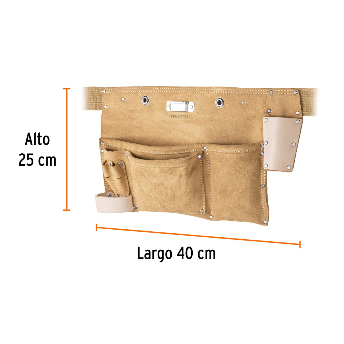 Cinturón portaherramientas de carnaza. 9 compartimentos. truper2