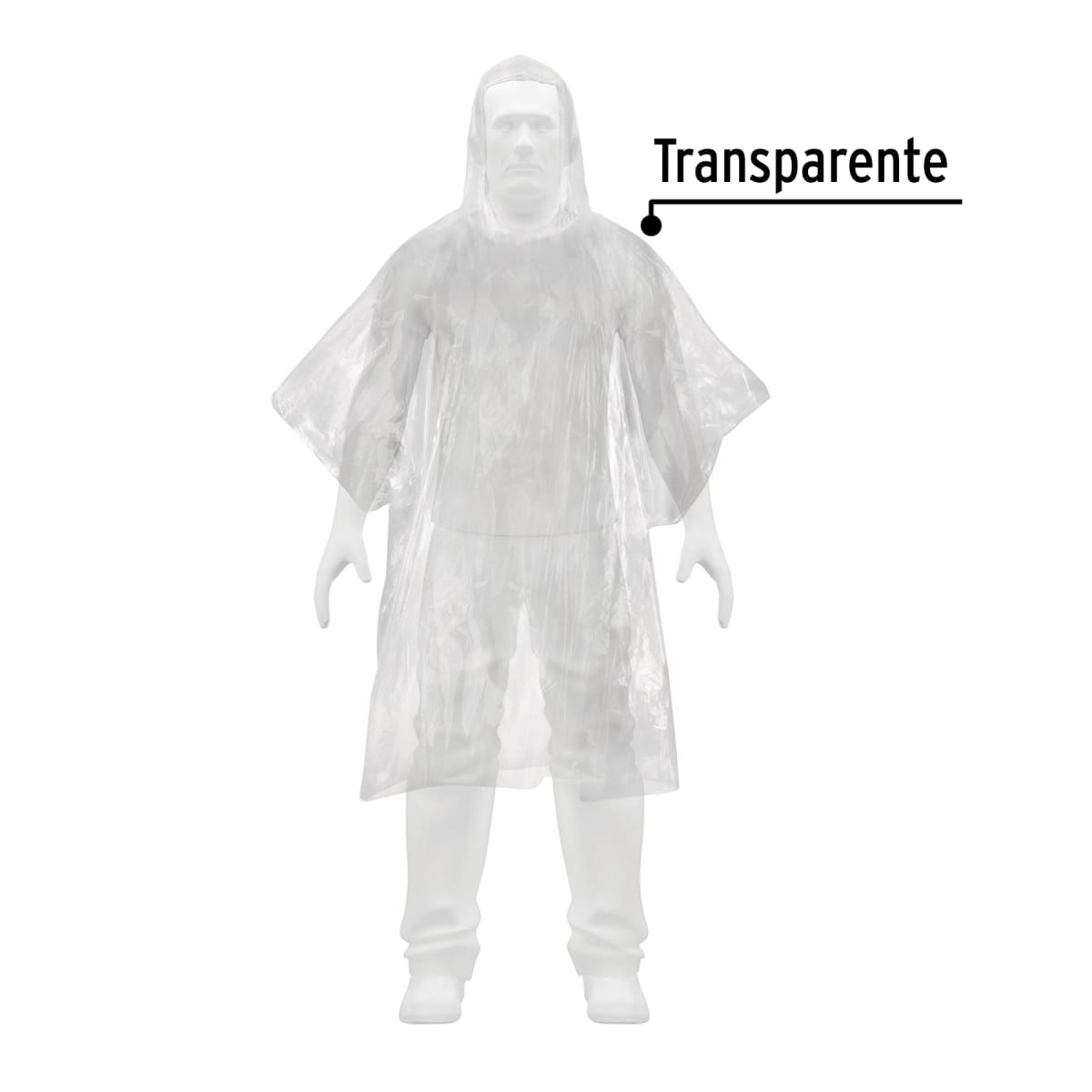 Poncho desechable, unitalla, espesor 0.02 mm, Pretul2