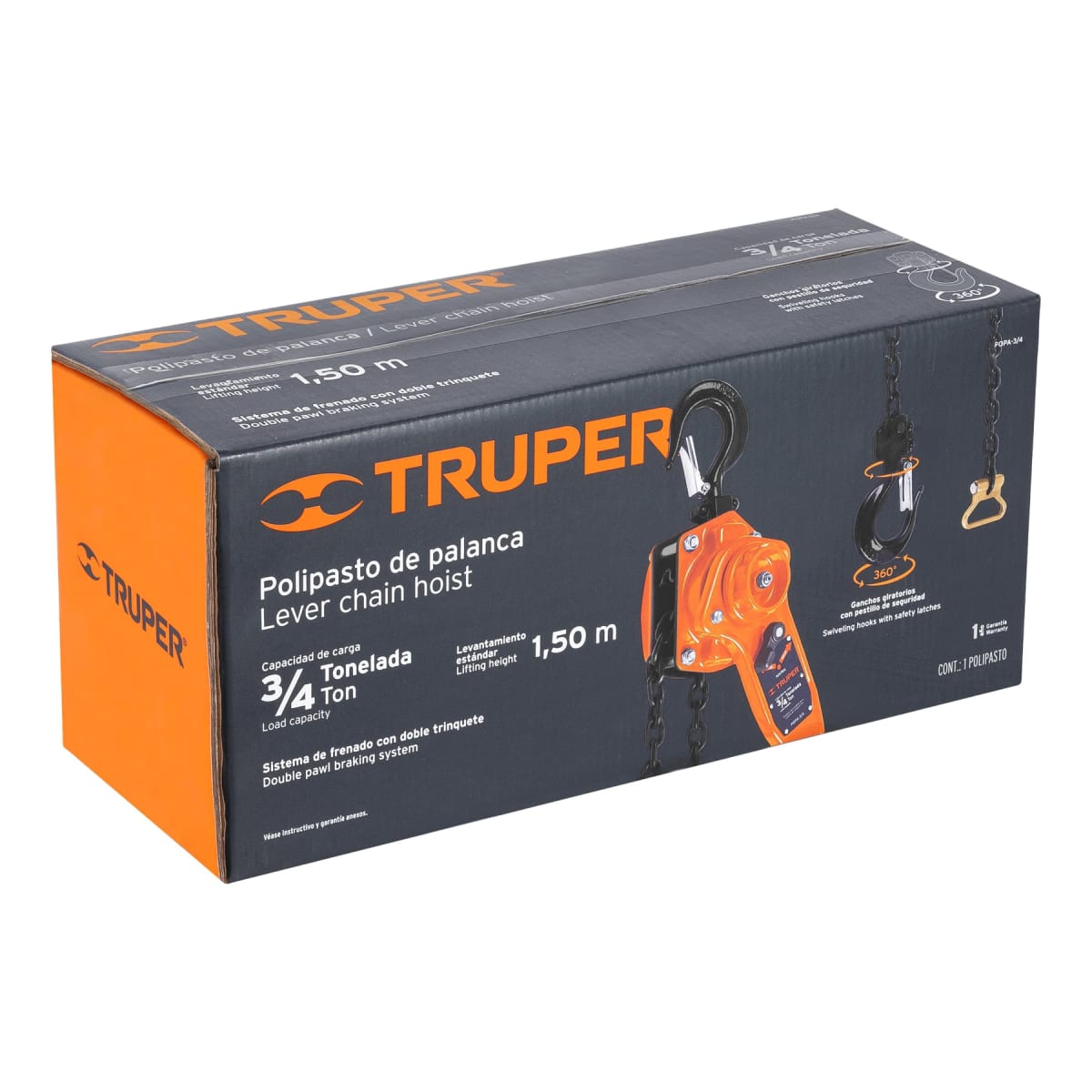 Tecle con ratchet de 3/4 ton Truper4