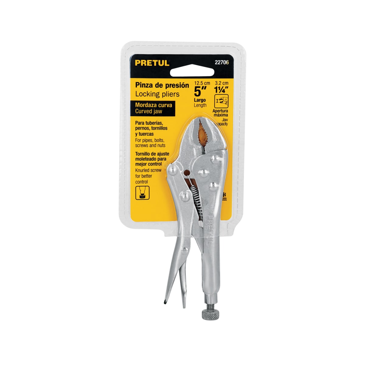Alicate de presión 5´´ mordaza curva, Pretul4