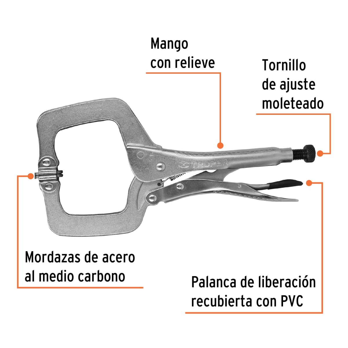 Alicate de presión 11'' tipo ''C'' con mordaza autoajustable Truper2