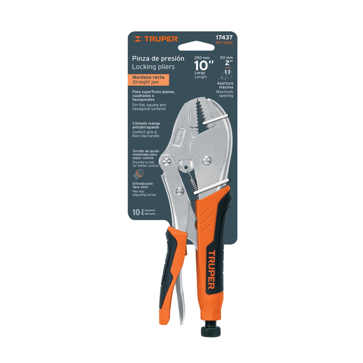 Alicate de presión 10'' mordaza recta mango de vinil Truper5