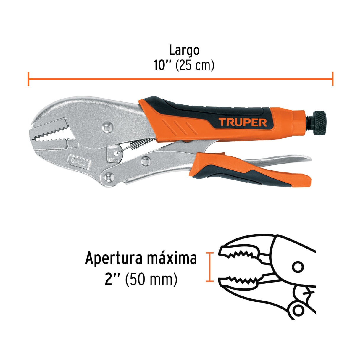 Alicate de presión 10'' mordaza recta mango de vinil Truper3