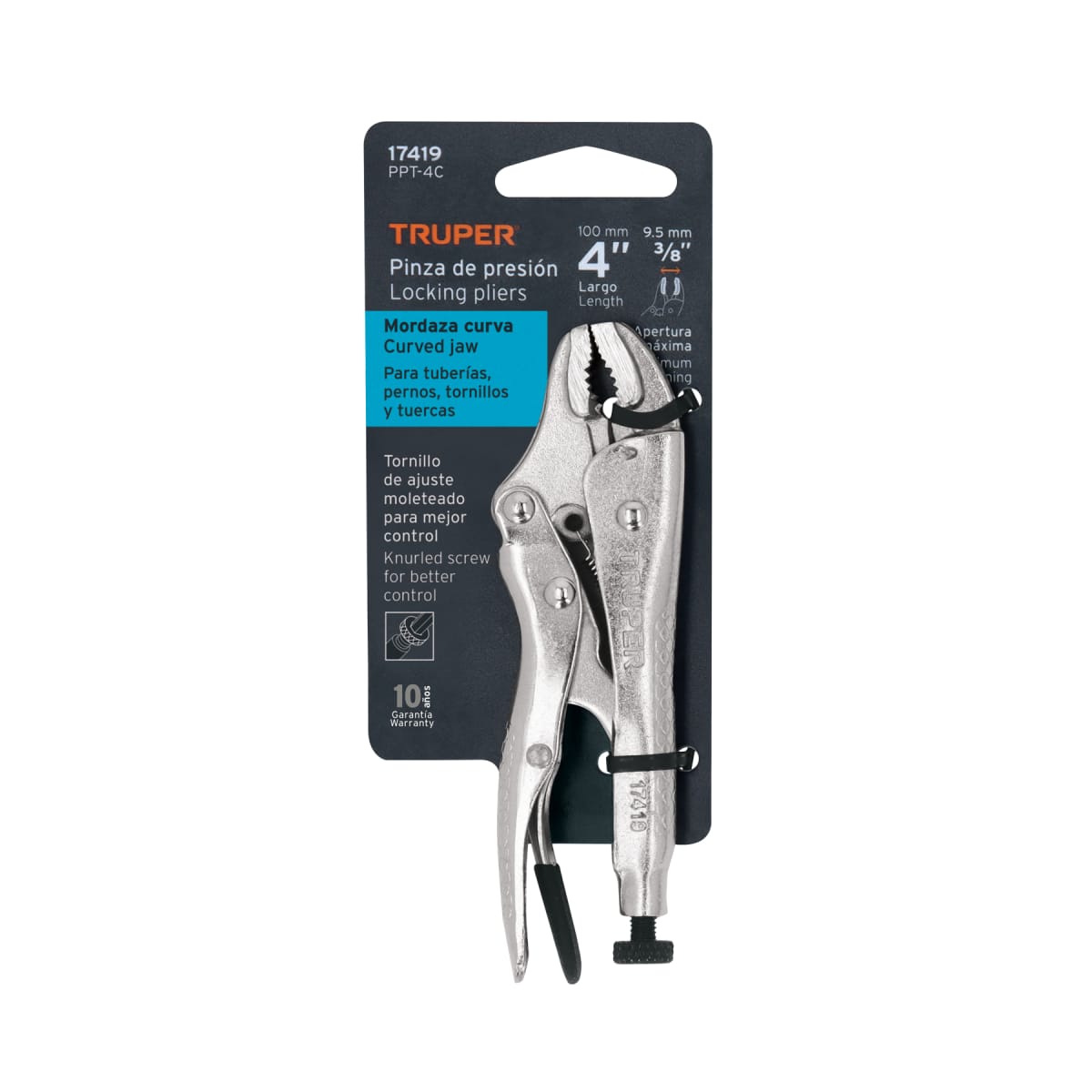 Alicate de presión 4´´ mordaza curva, Truper5