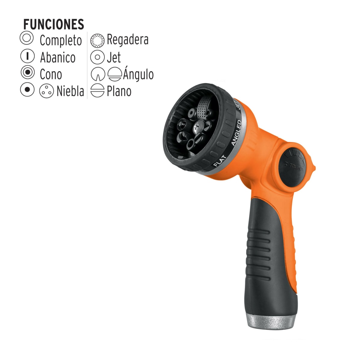 Pistola para riego de 8 funciones plástica Truper2