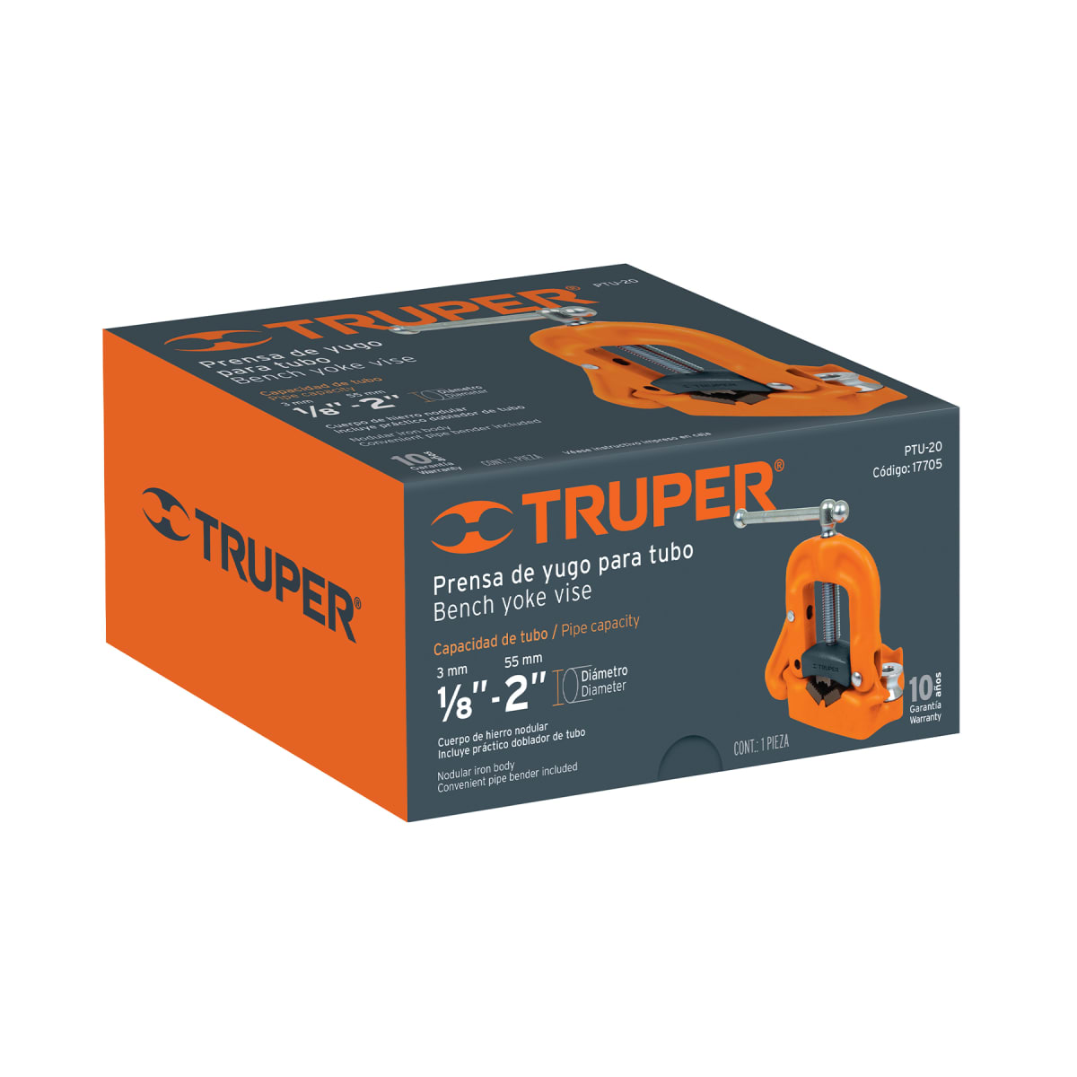 Prensa 2'' de yugo para tubo, cuerpo de hierro nodular Truper3