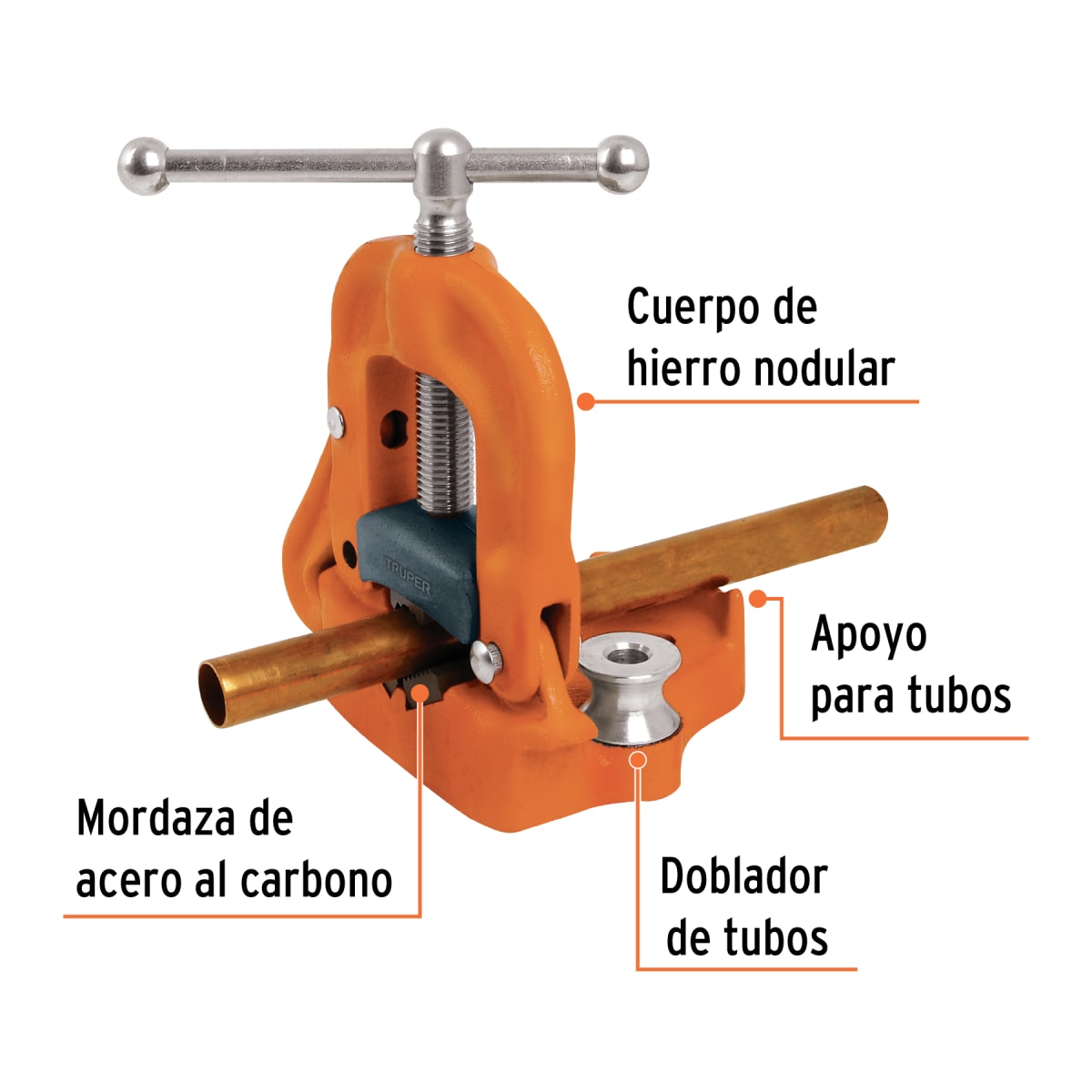 Prensa 2'' de yugo para tubo, cuerpo de hierro nodular Truper2