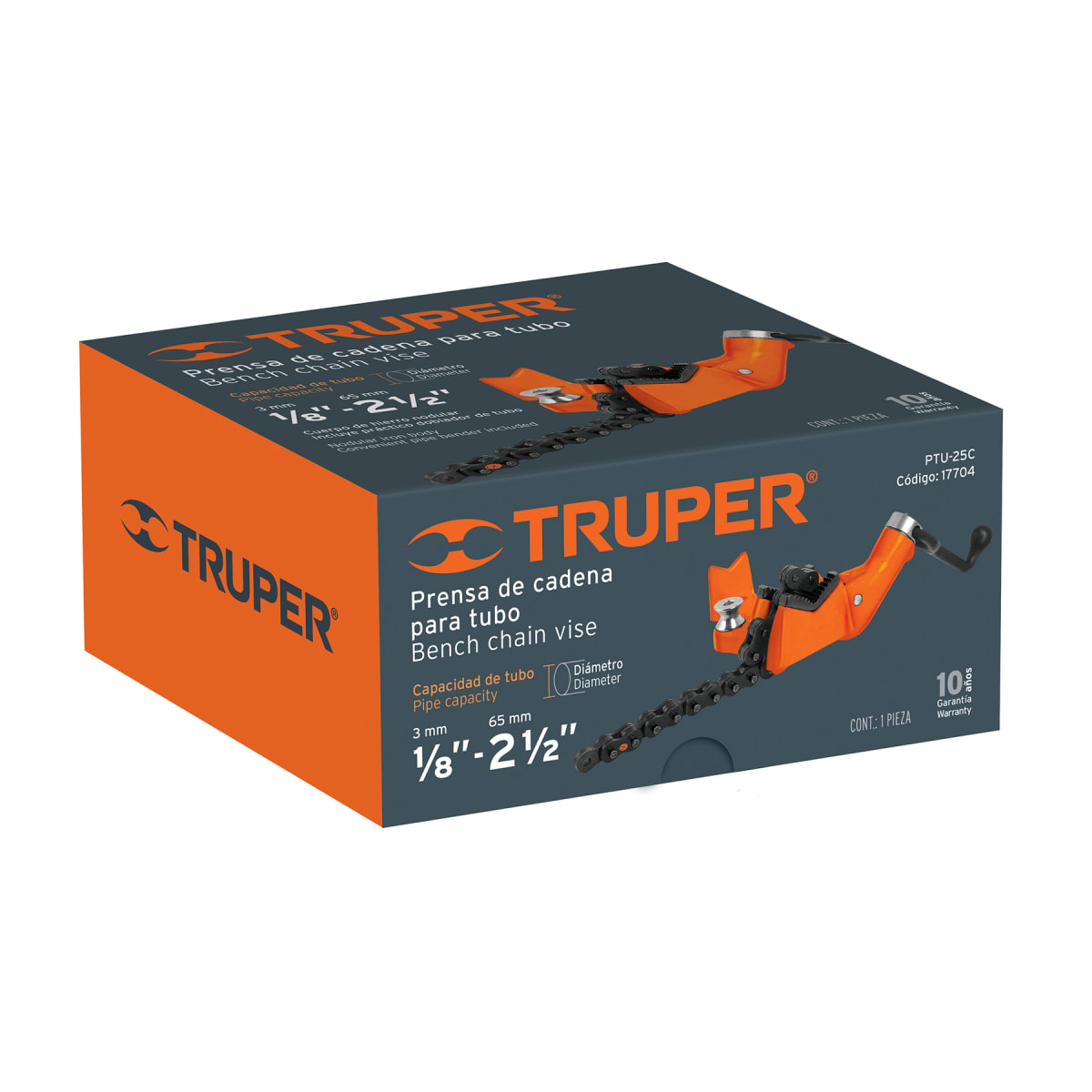 Prensa 2-1/2´´ de cadena para tubo, cuerpo de hierro nodular Truper3