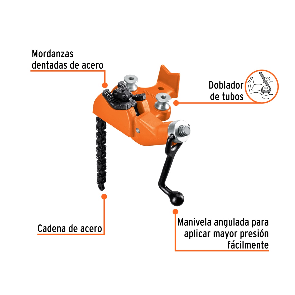 Prensa 2-1/2´´ de cadena para tubo, cuerpo de hierro nodular Truper2