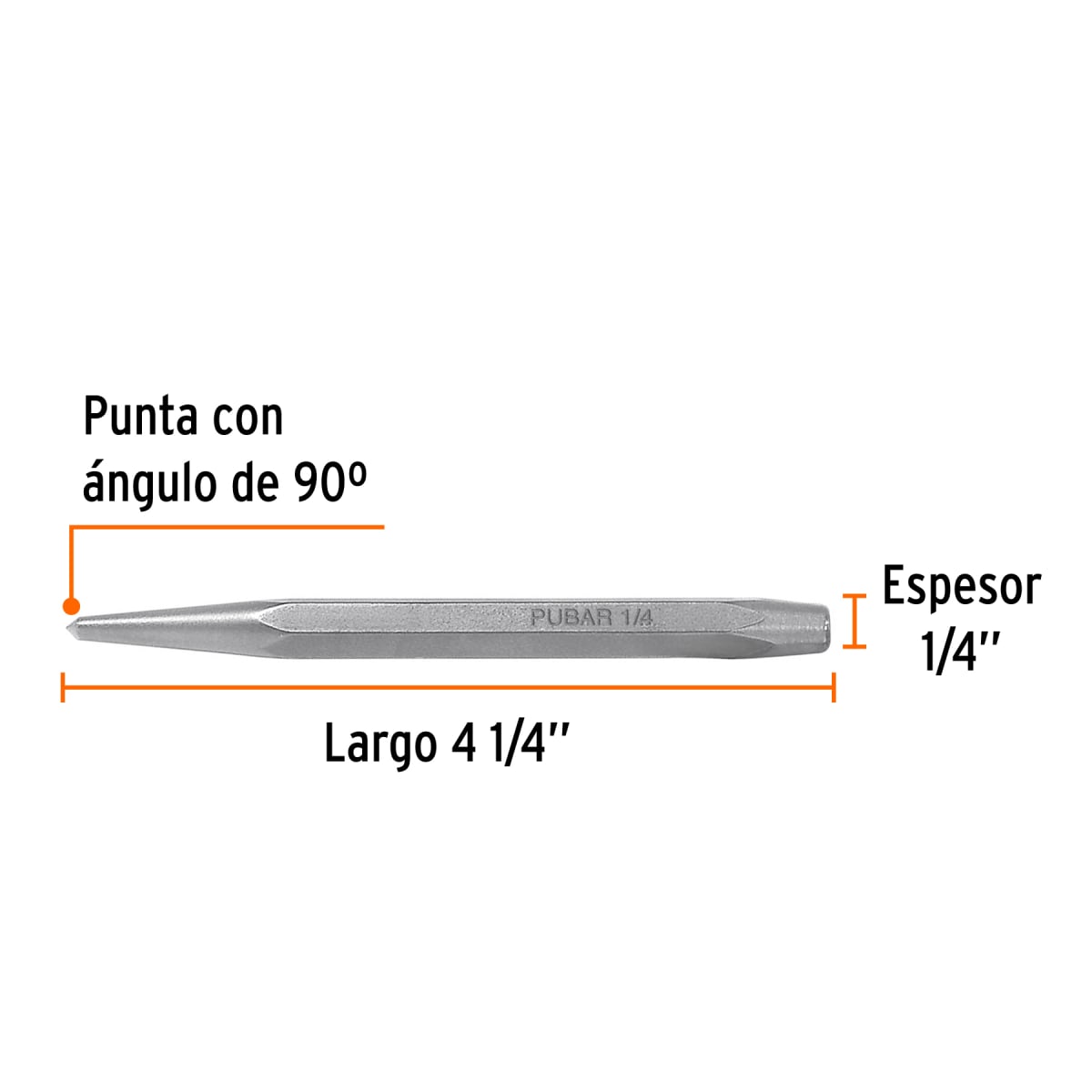 Punzón 1/4´´ para barrenar, largo 4-1/4´´, Truper3