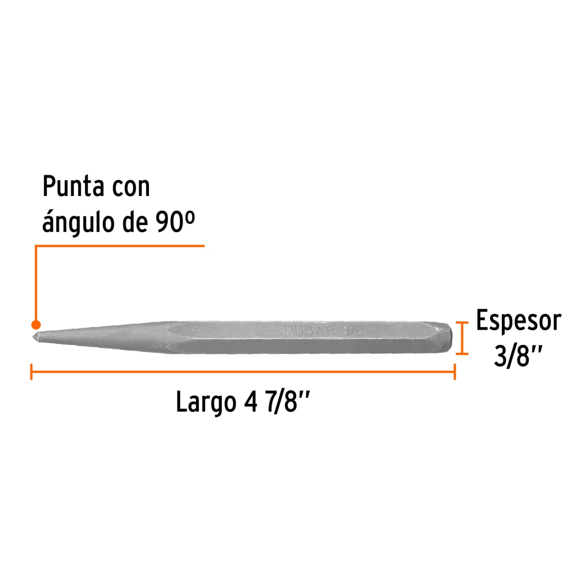 Punzón 3/8´´ para barrenar, largo 4-7/8´´, Truper3