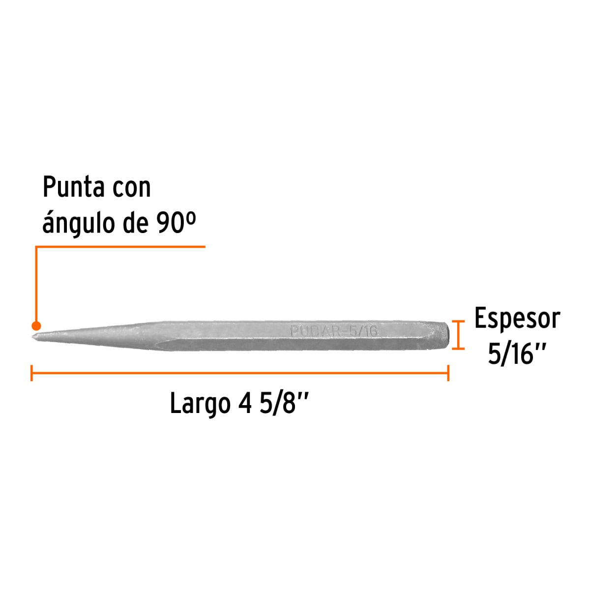 Punzón 5/16´´ para barrenar, largo 4-5/8´´, Truper3