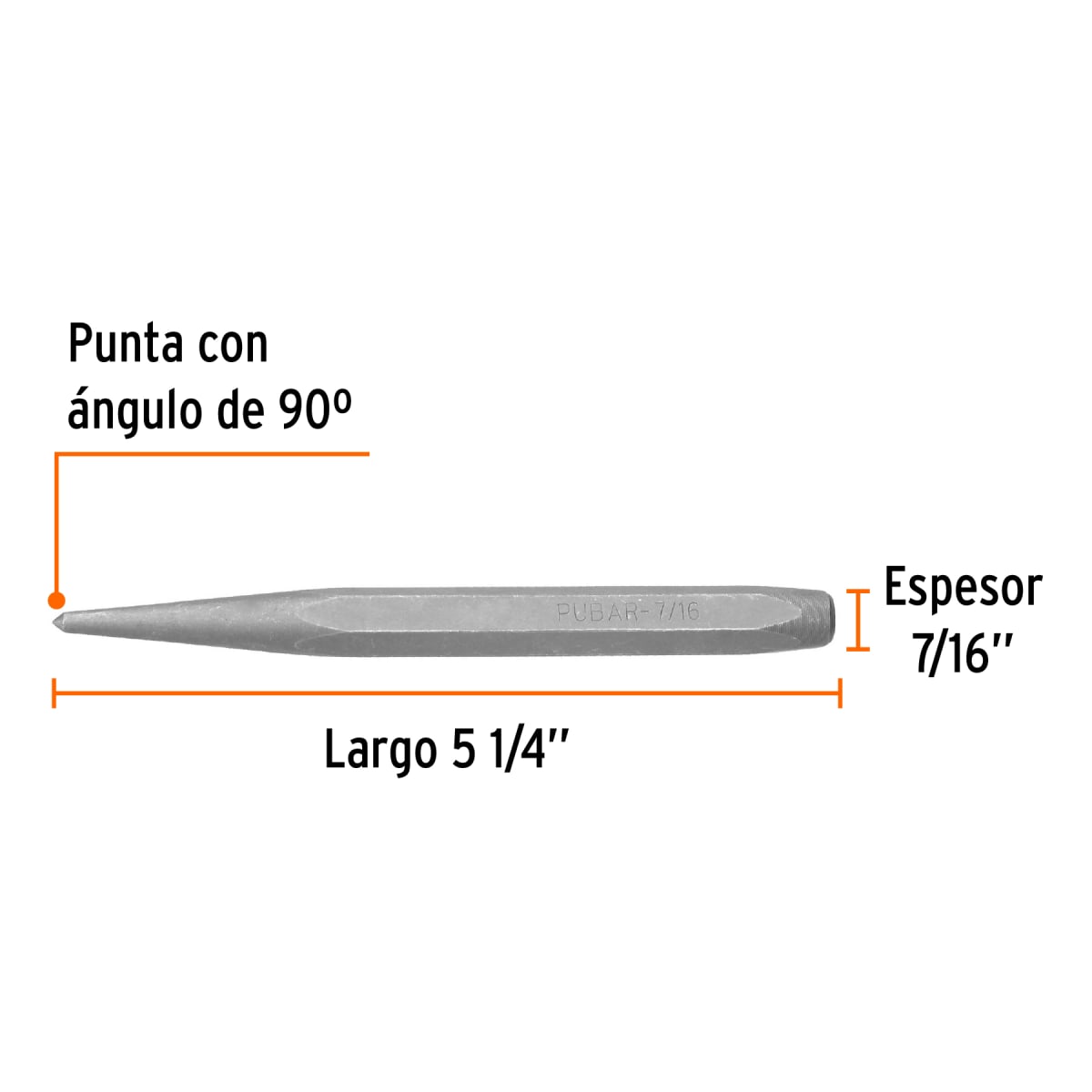 Punzón 7/16'' para barrenar. largo 5-1/4''. truper3