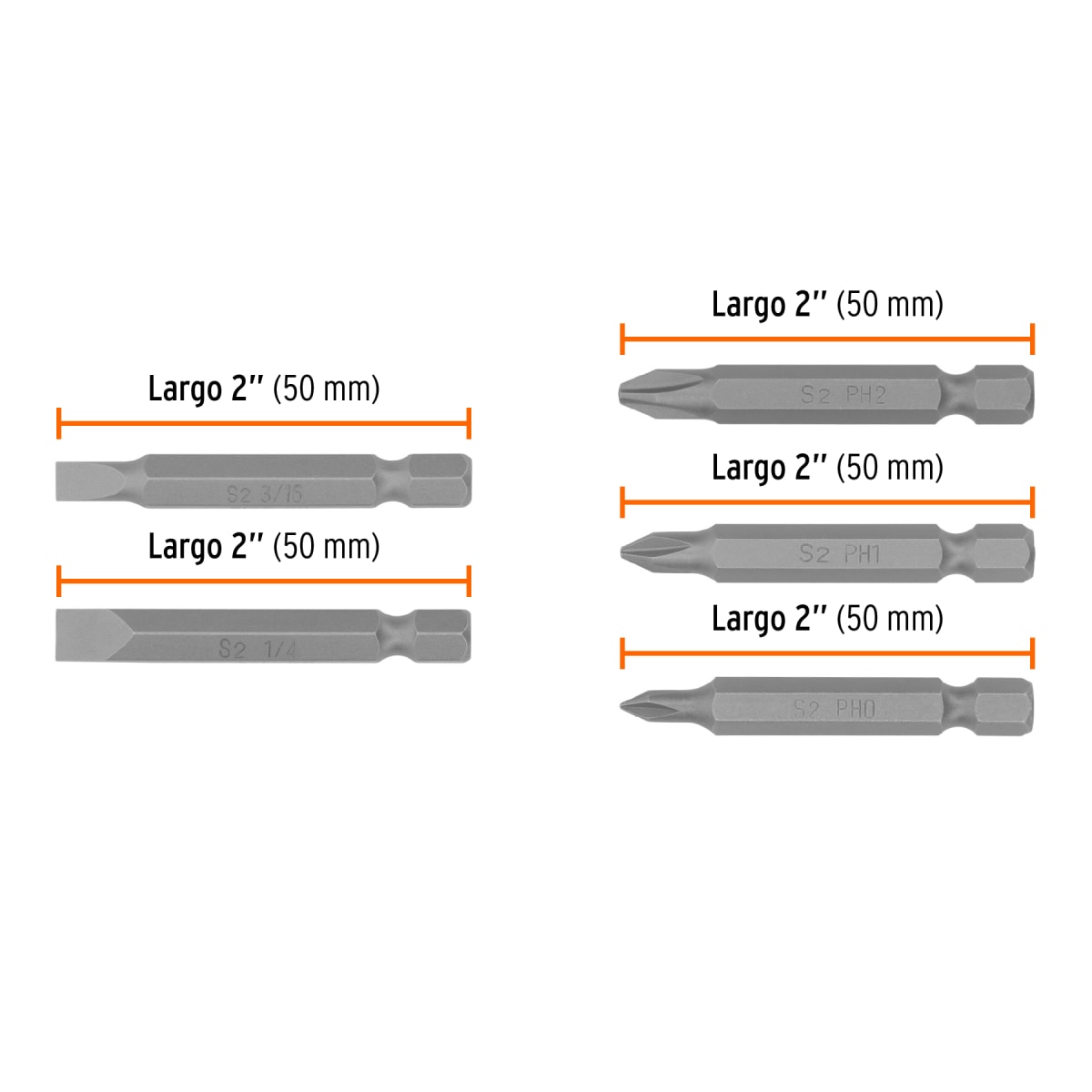 Juego de 5 puntas de cruz y planas largo 2´´, Expert Truper3