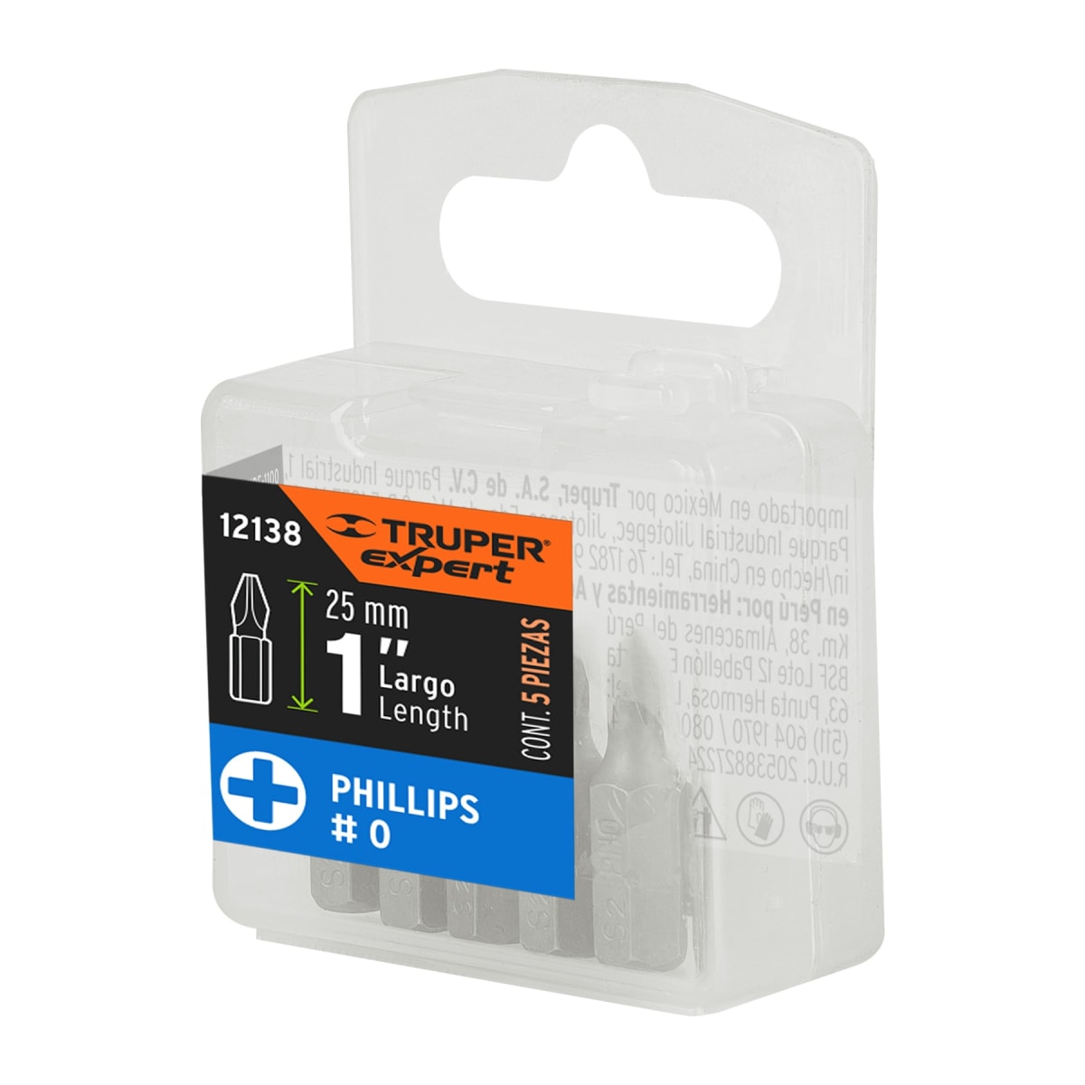 Estuche con 5 puntas de cruz ph0 largo 1'' Truper Expert5
