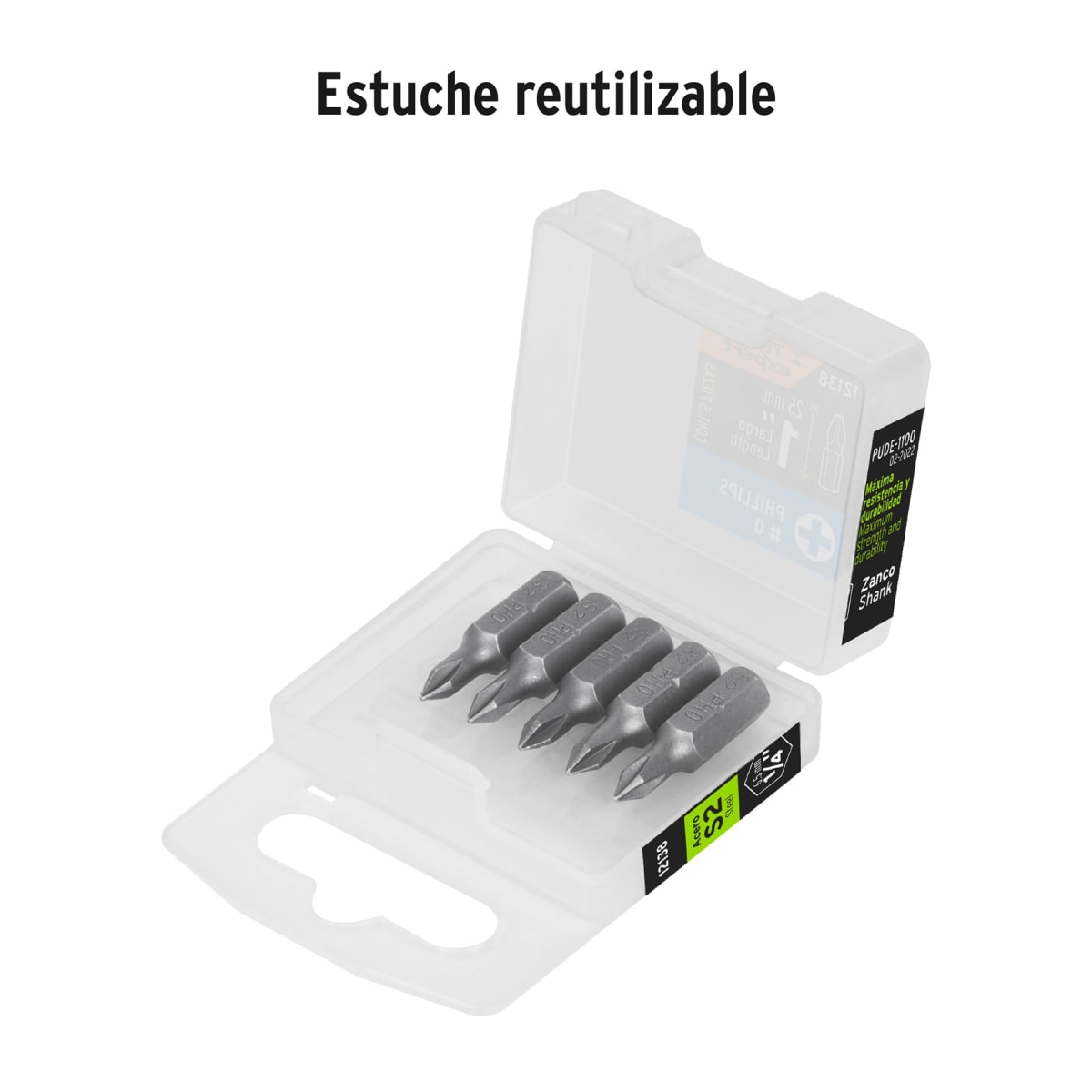 Estuche con 5 puntas de cruz ph0 largo 1'' Truper Expert2