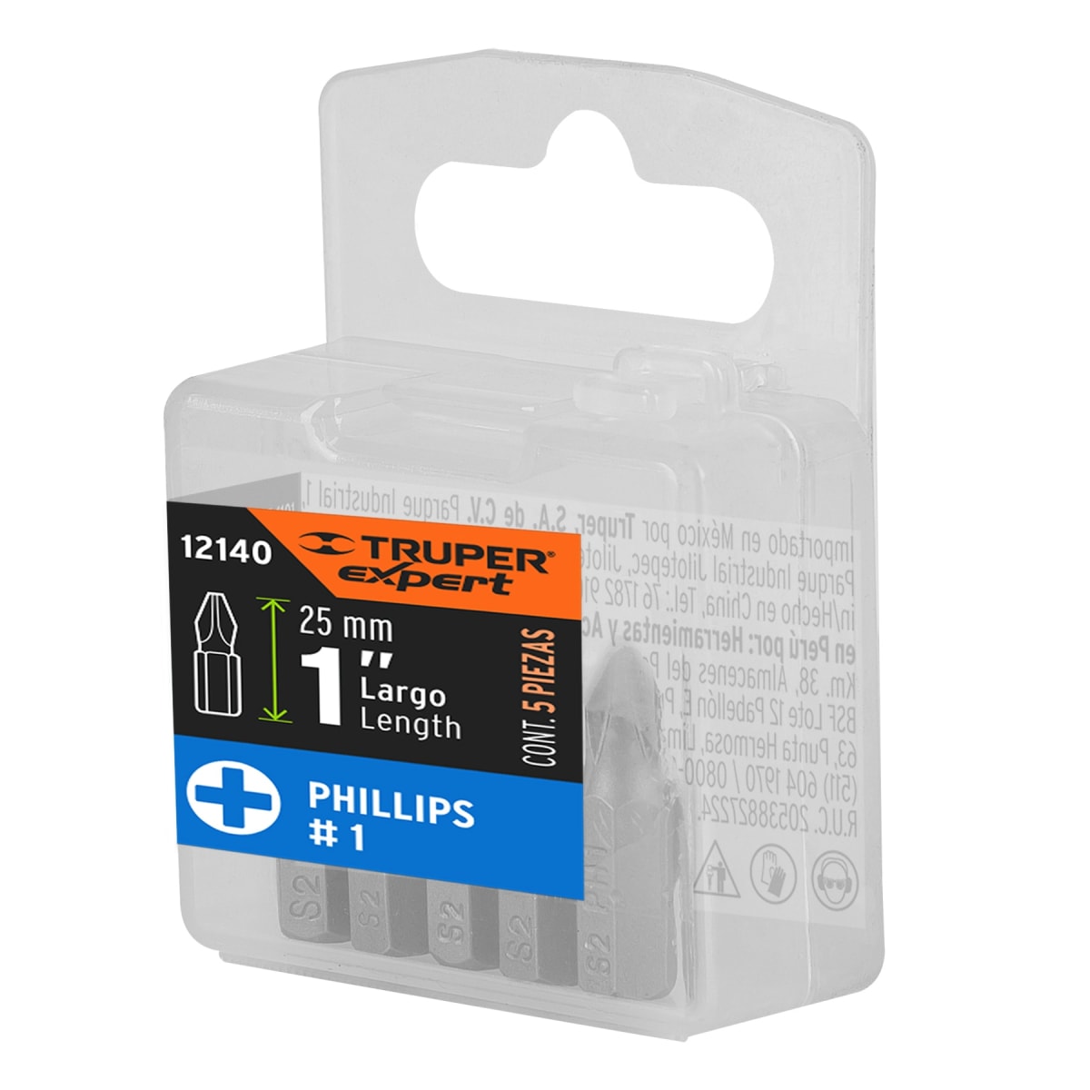 Estuche con 5 puntas de cruz ph1 largo 1'' Truper Expert5
