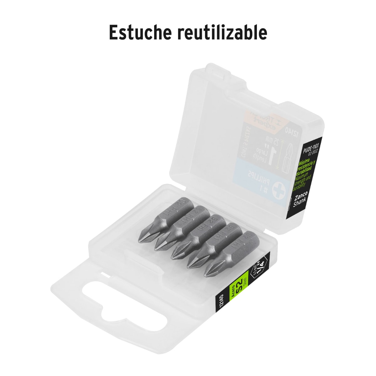 Estuche con 5 puntas de cruz ph1 largo 1'' Truper Expert2