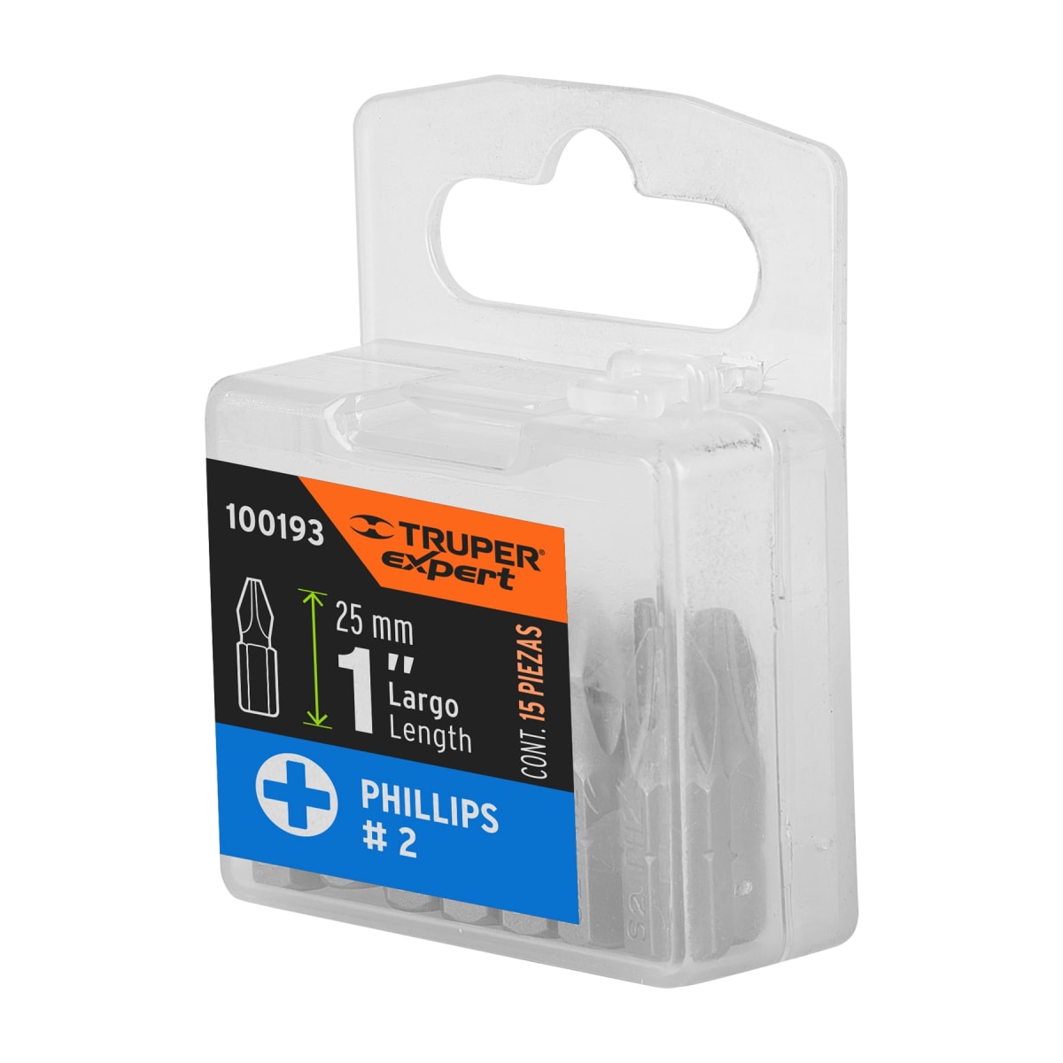 Estuche con 15 puntas de cruz PH2 largo 1´´, Truper Expert5