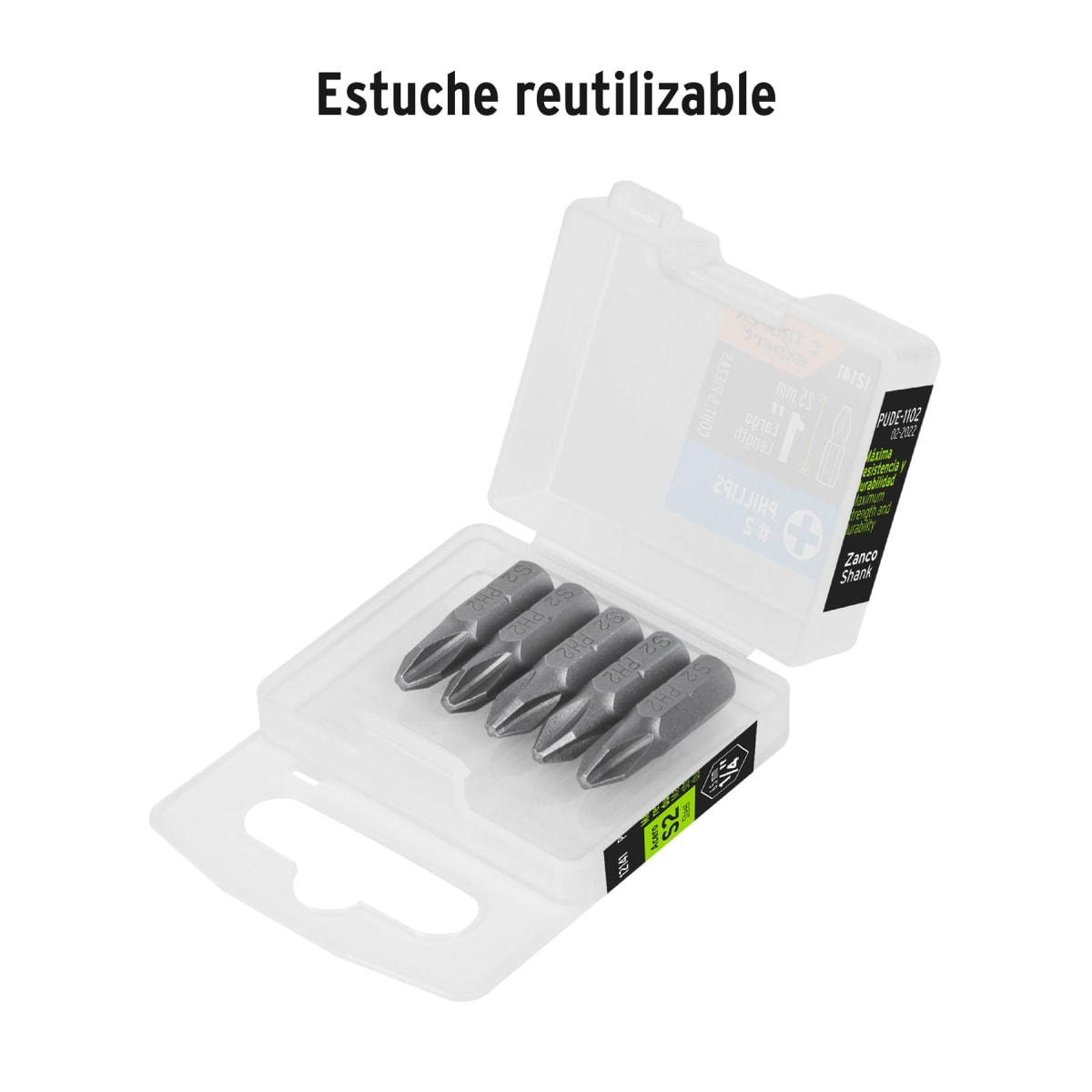 Estuche con 5 puntas de cruz ph2 largo 1'' Truper Expert4