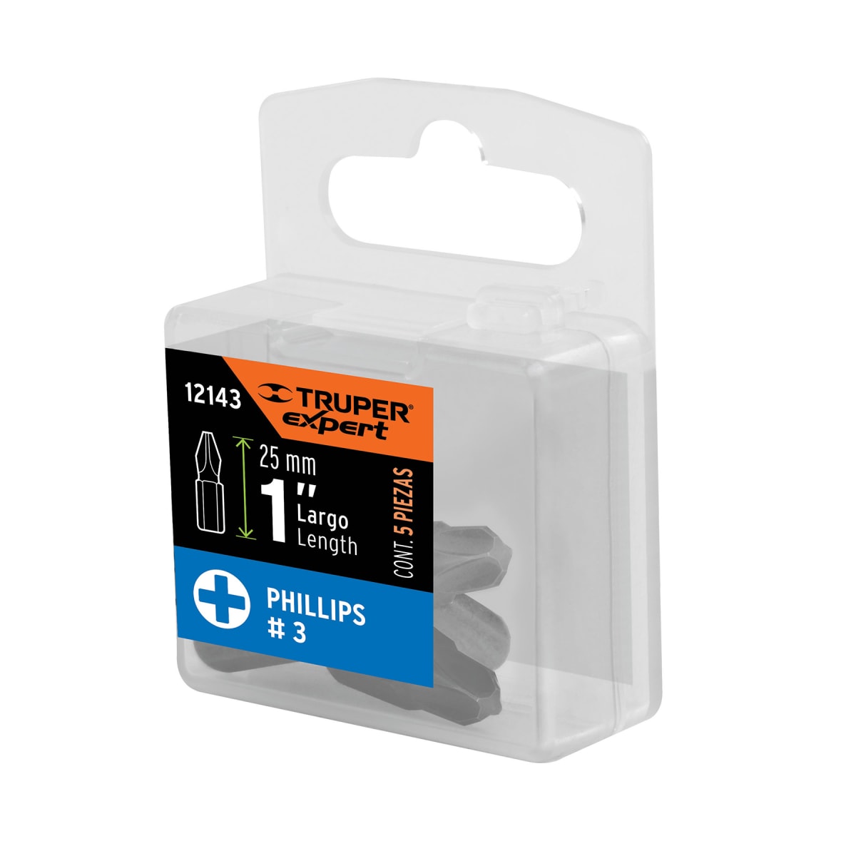 Estuche con 5 puntas de cruz ph3 largo 1'' Truper Expert5