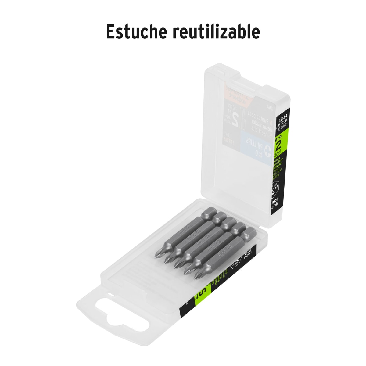 Estuche con 5 puntas de cruz PH0 largo 2´´, Truper Expert2