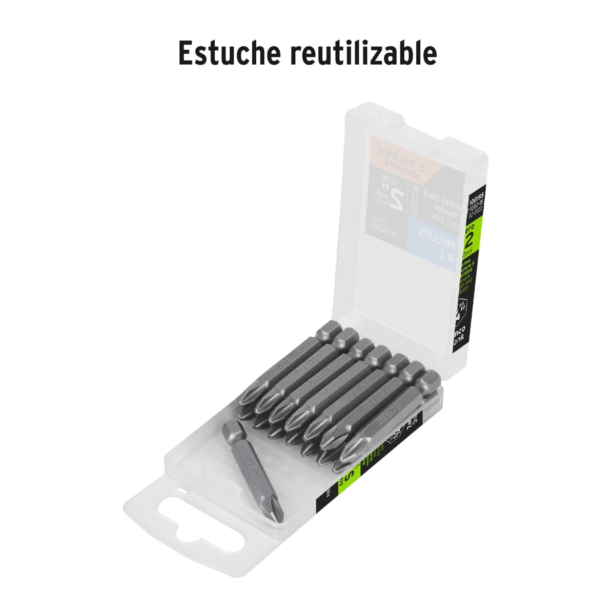 Estuche con 15 puntas de cruz PH2 largo 2´´, Truper Expert2