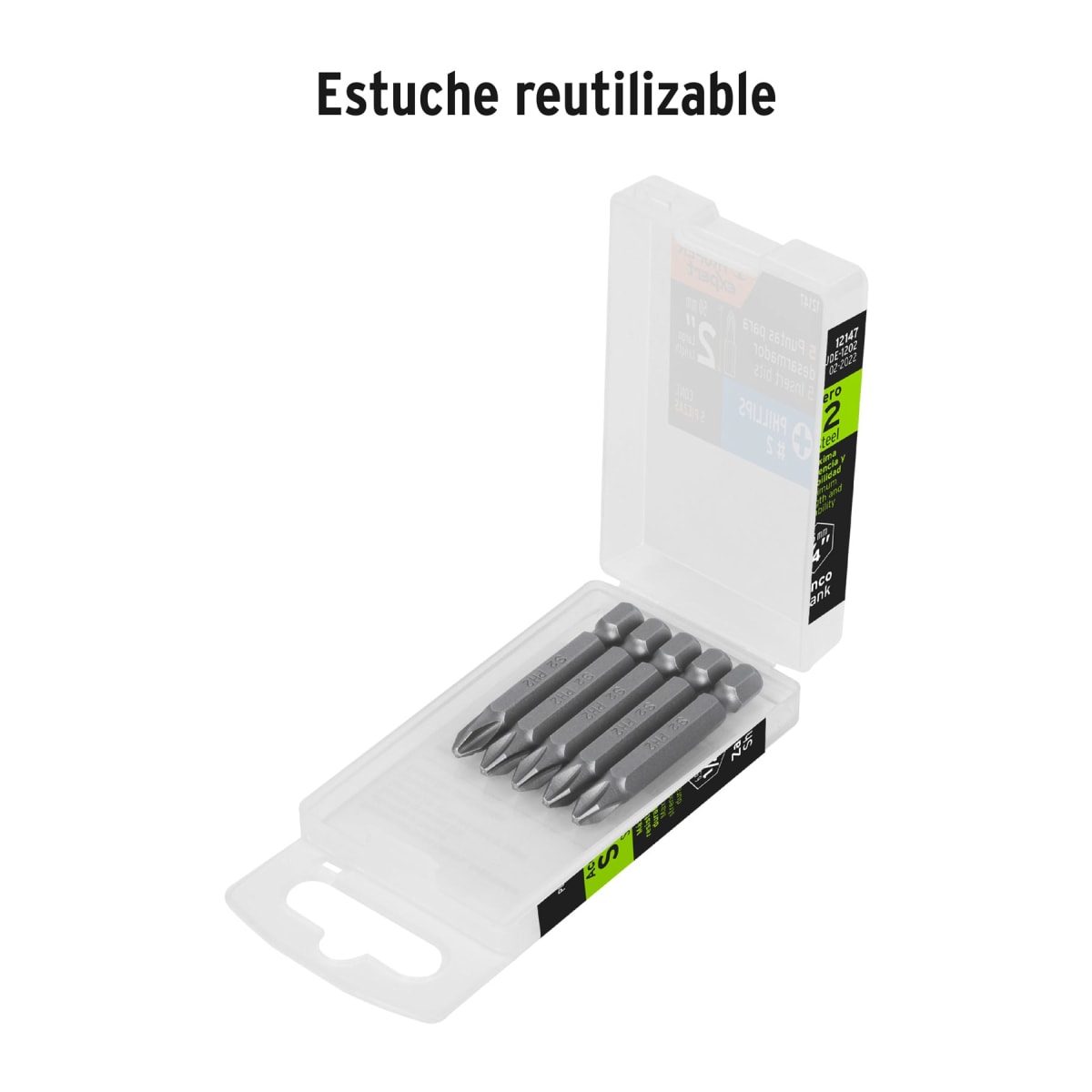 Estuche con 5 puntas de cruz ph2 largo 2''. truper expert4