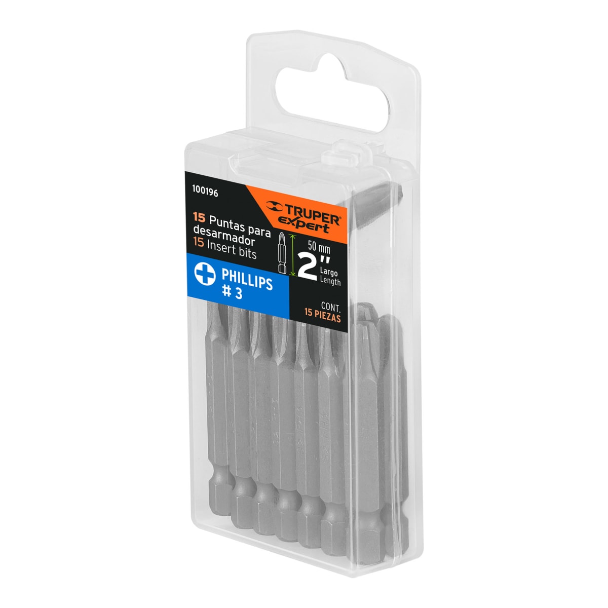 Estuche con 15 puntas de cruz PH3 largo 2´´, Truper Expert5
