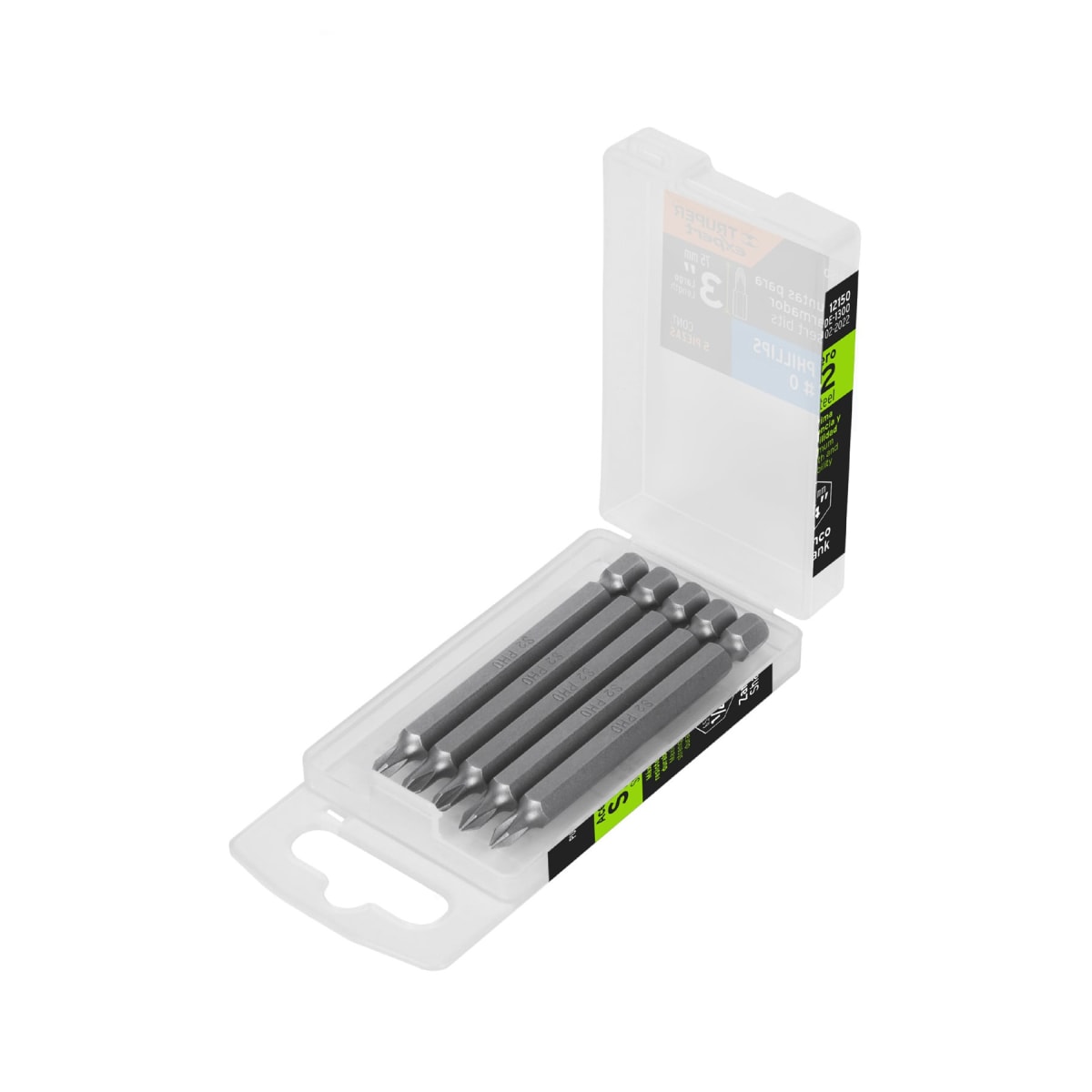 Estuche con 5 puntas de cruz PH0 largo 3´´, Truper Expert1