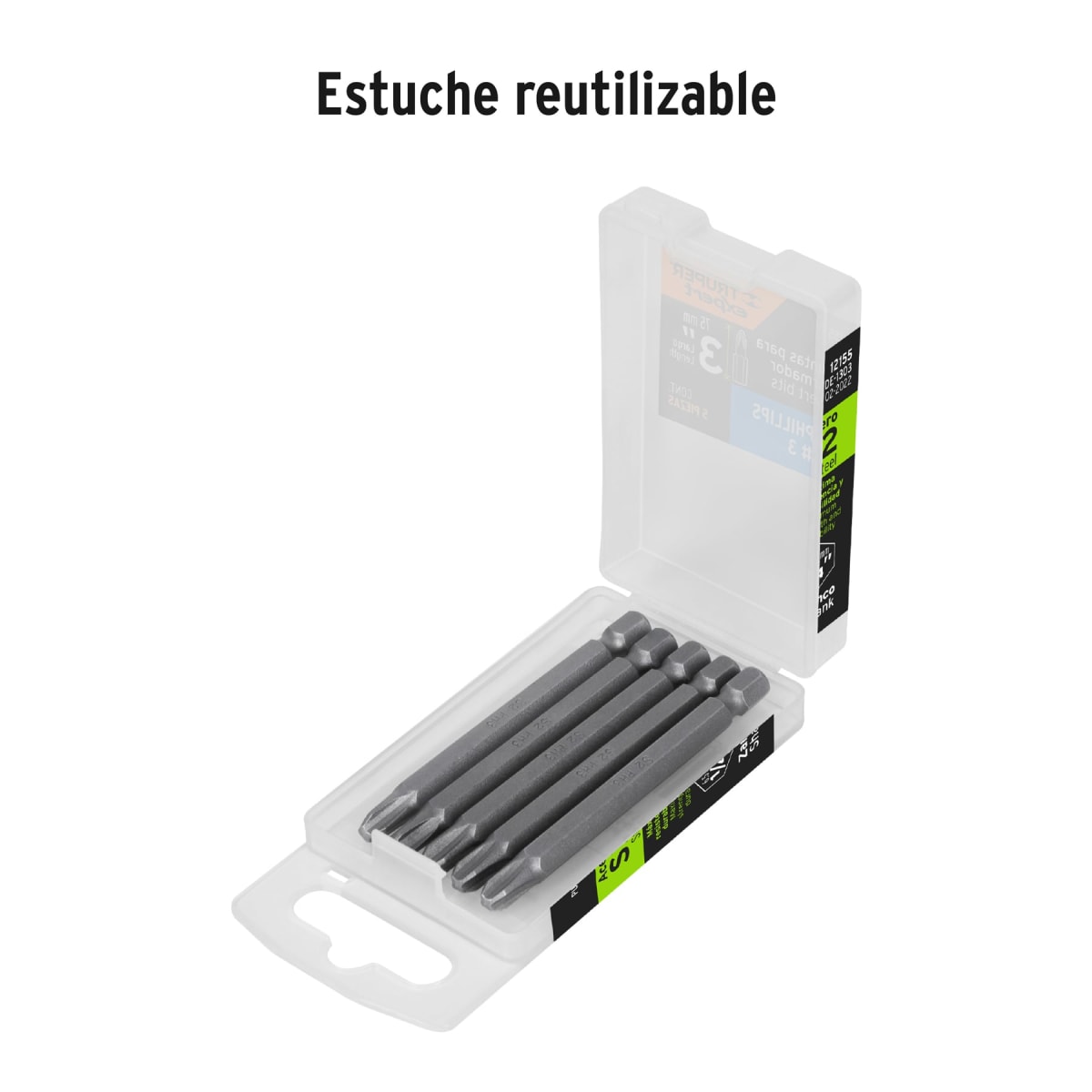 Estuche con 5 puntas de cruz PH3 largo 3´´, Truper Expert2