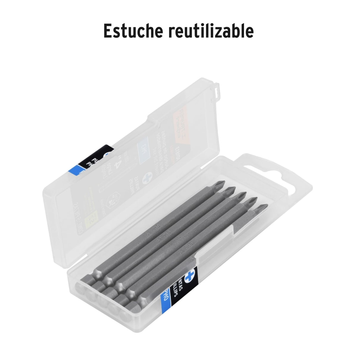 Estuche con 5 puntas de cruz PH0 largo 4´´, Truper Expert2