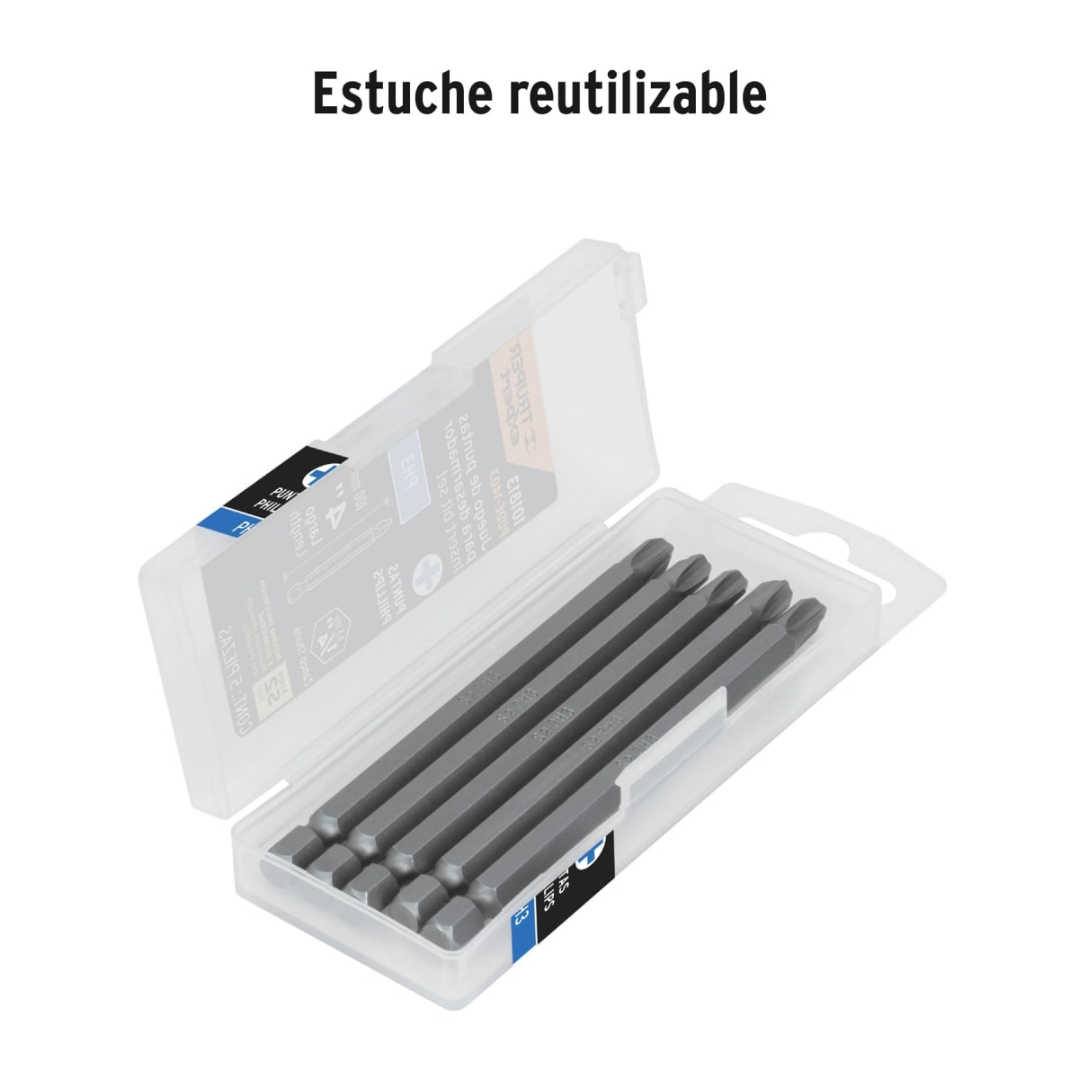 Estuche con 5 puntas de cruz PH3 largo 4´´, Truper Expert2