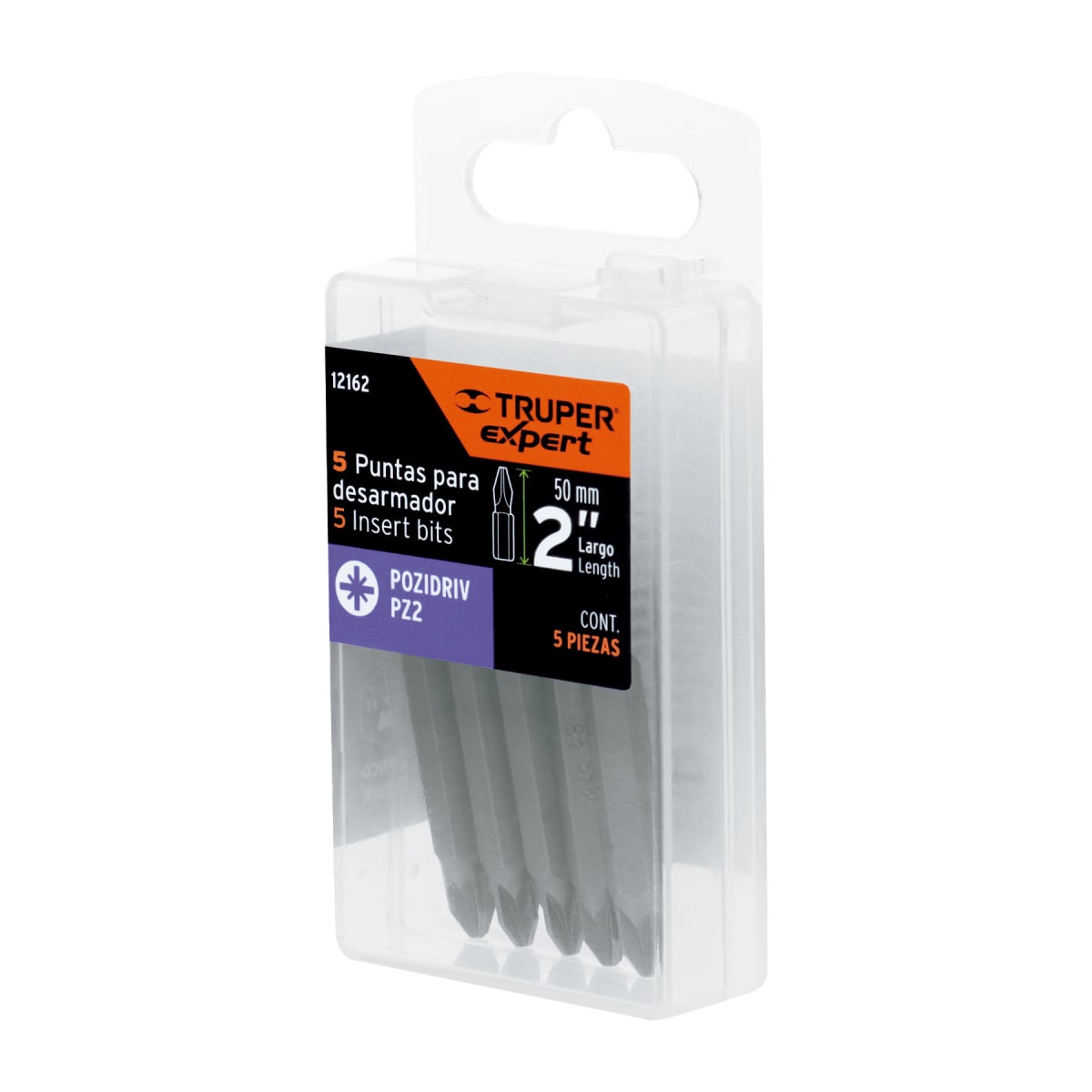 Estuche con 5 puntas pozidriv PZ2 largo 2´´, Truper Expert6
