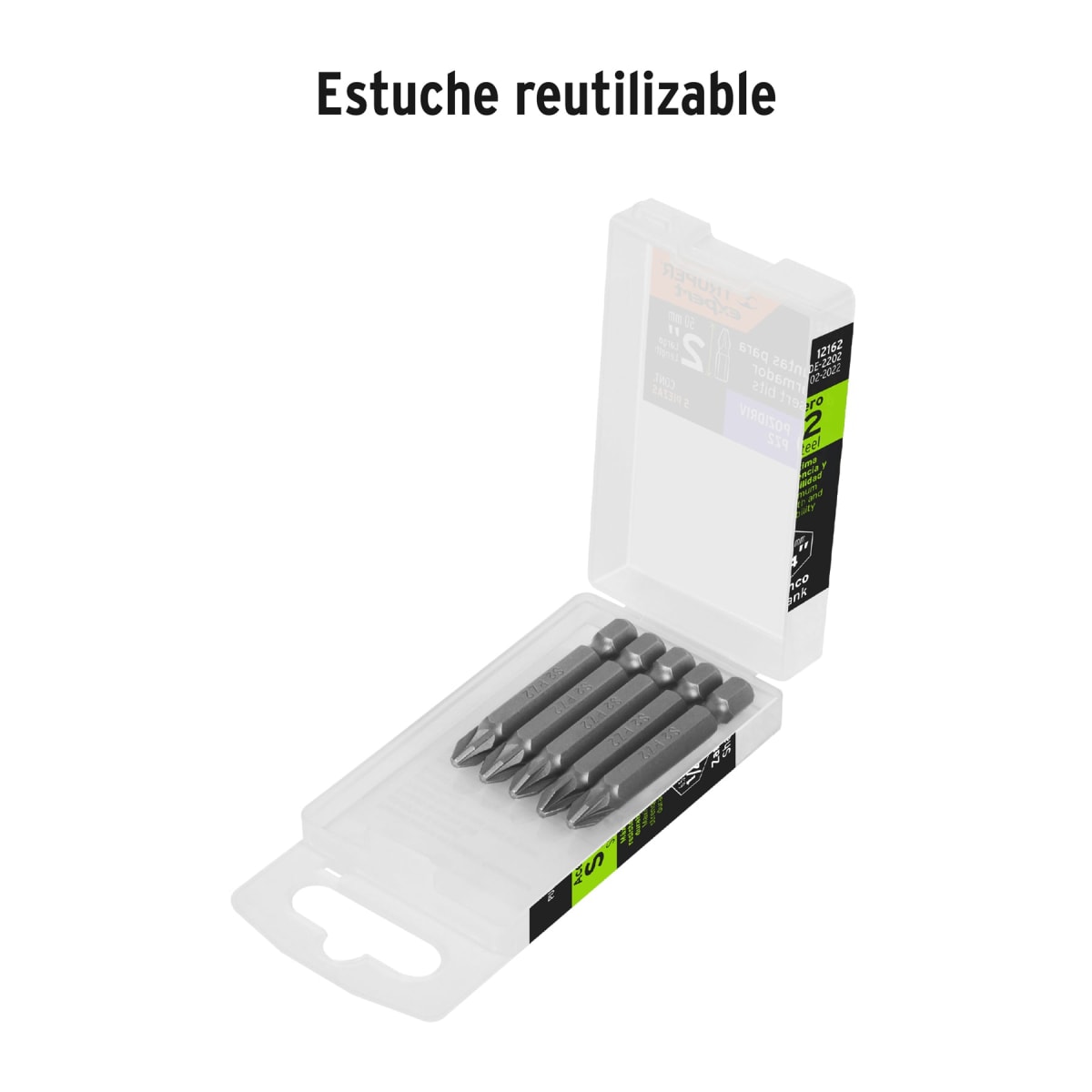 Estuche con 5 puntas pozidriv PZ2 largo 2´´, Truper Expert5