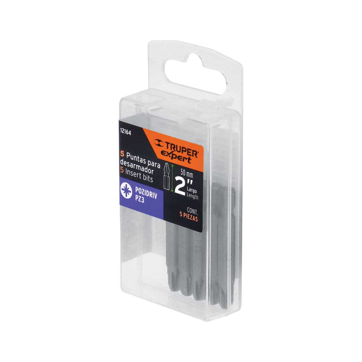 Estuche con 5 puntas pozidriv PZ3 largo 2´´, Truper Expert5