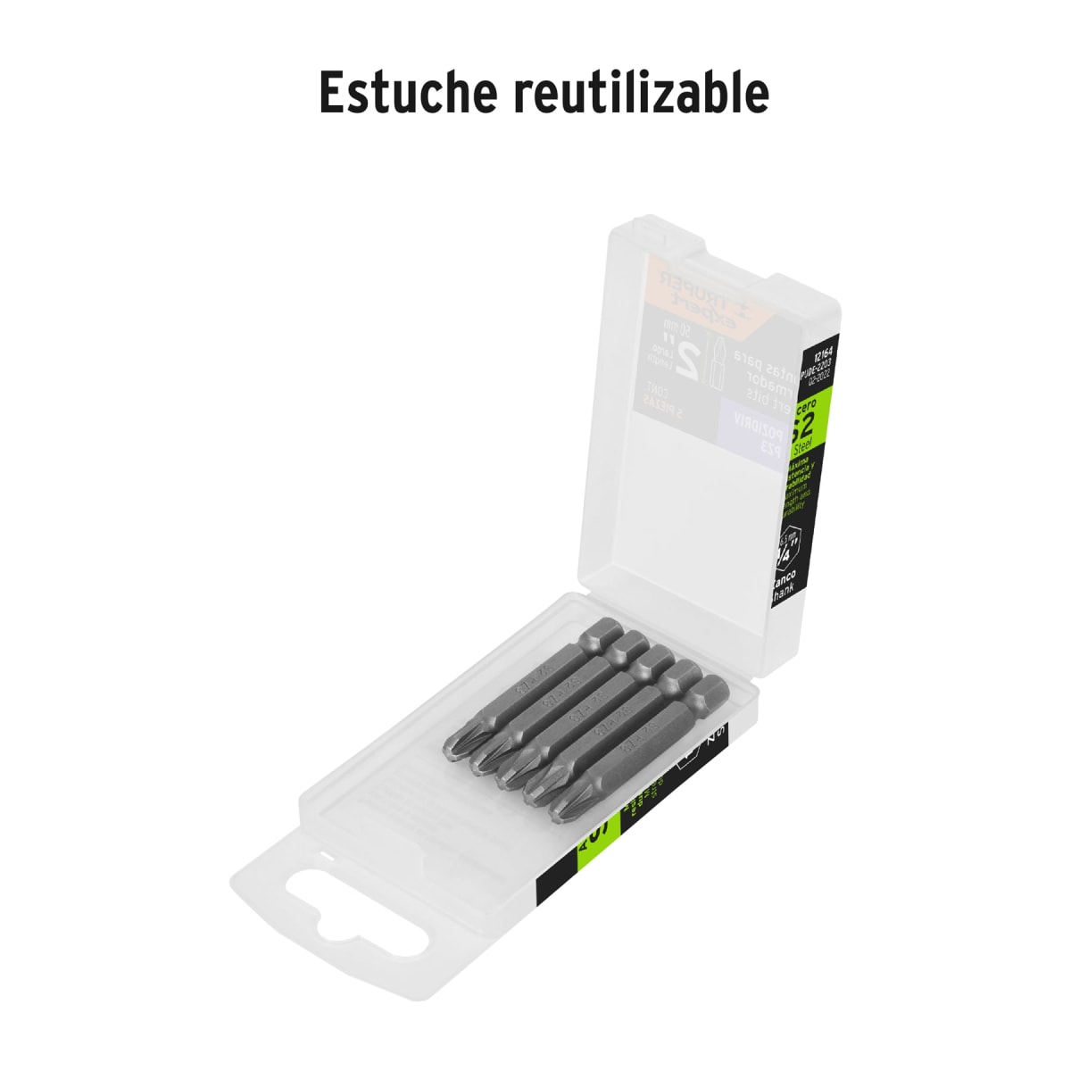 Estuche con 5 puntas pozidriv PZ3 largo 2´´, Truper Expert4