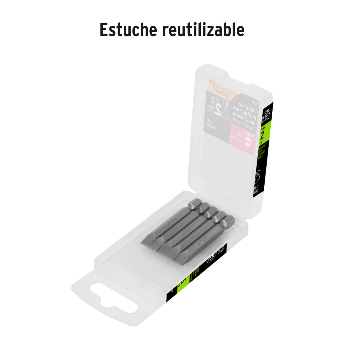 Estuche con 5 puntas planas de 1/4´´ largo 2´´, Truper Expert4