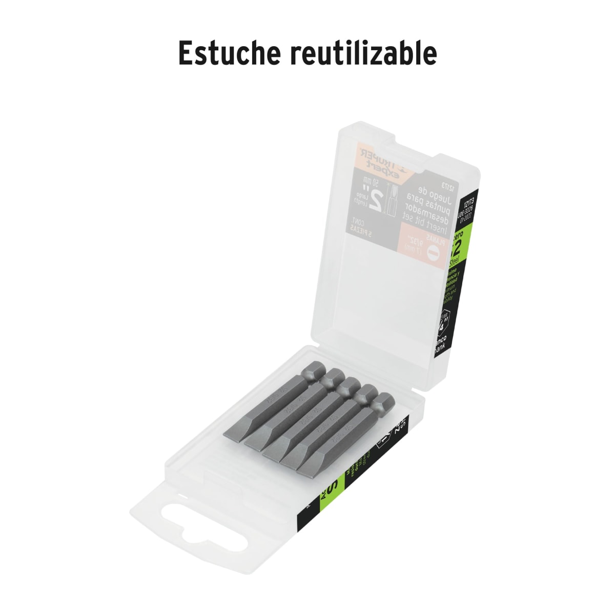 Estuche con 5 puntas planas de 9/32´´ largo 2´´, Truper Expert4