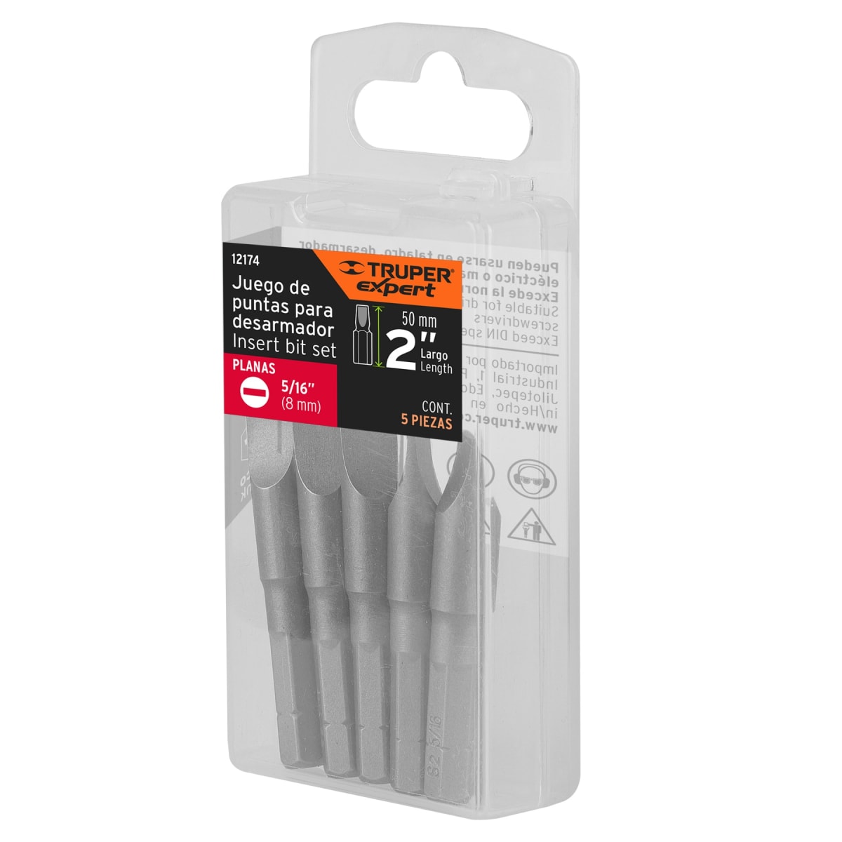 Estuche con 5 puntas planas de 5/16´´ largo 2´´, Truper Expert5