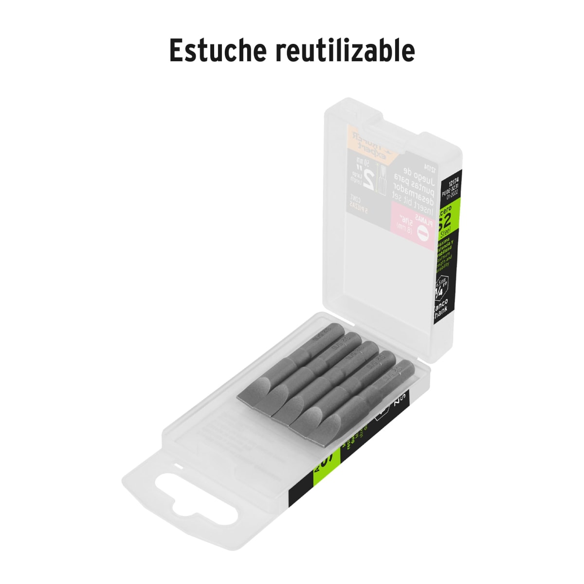 Estuche con 5 puntas planas de 5/16´´ largo 2´´, Truper Expert2