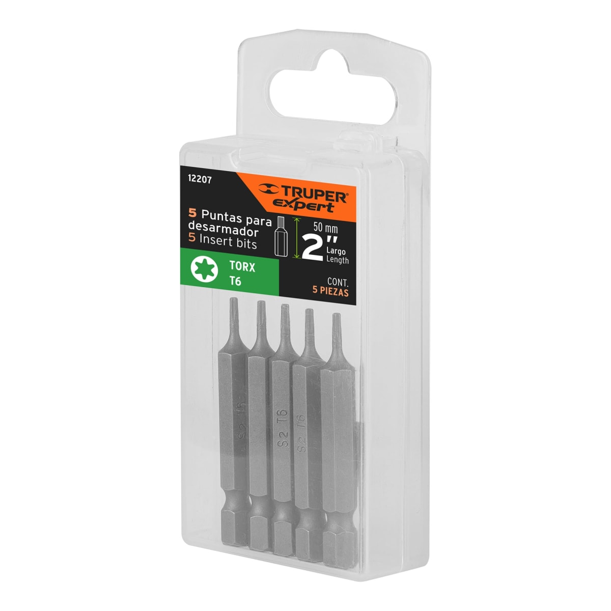 Estuche con 5 puntas torx T6 largo 2´´, Truper Expert5