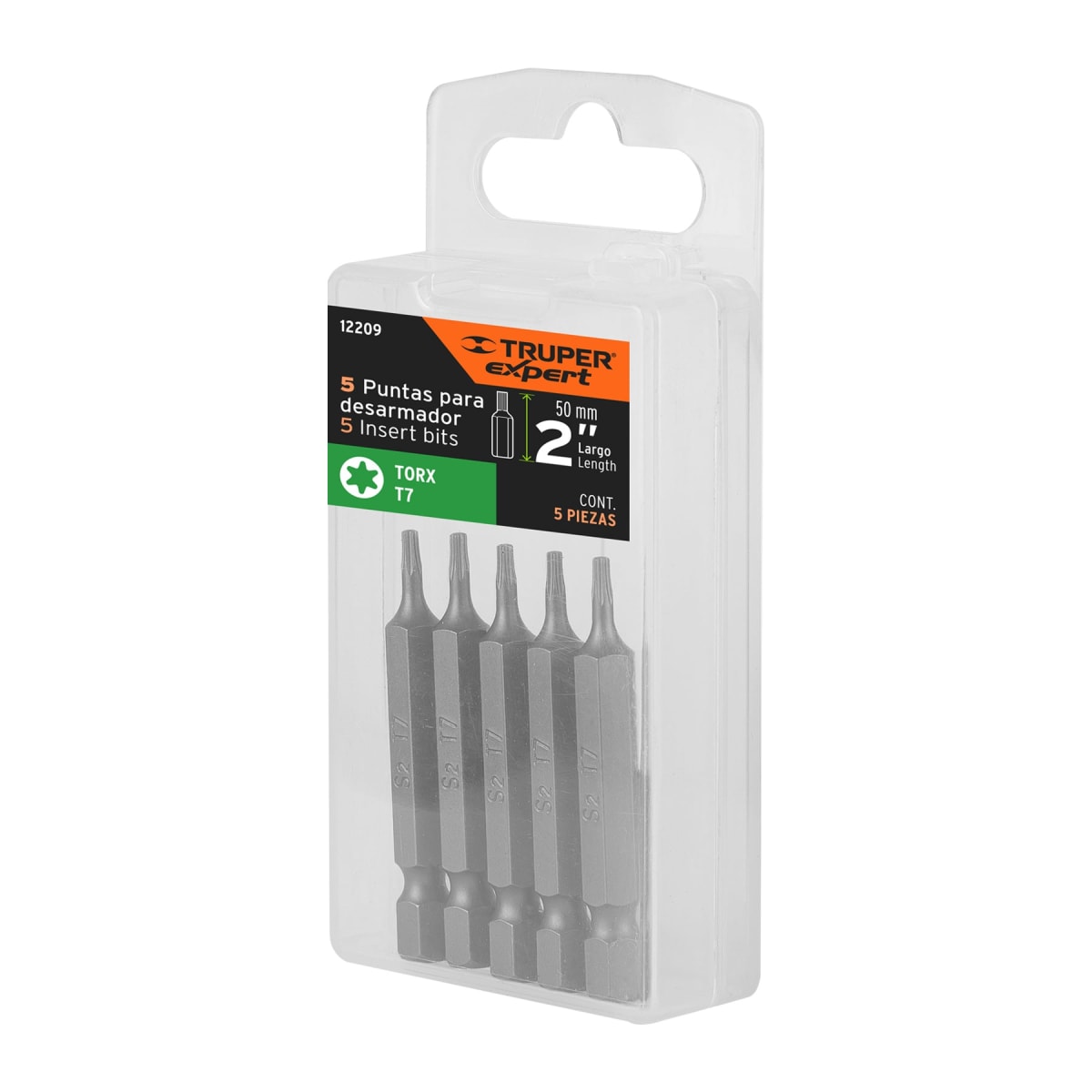 Estuche con 5 puntas torx T7 largo 2´´, Truper Expert5