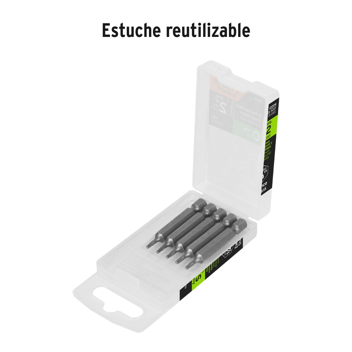 Estuche con 5 puntas torx T7 largo 2´´, Truper Expert2