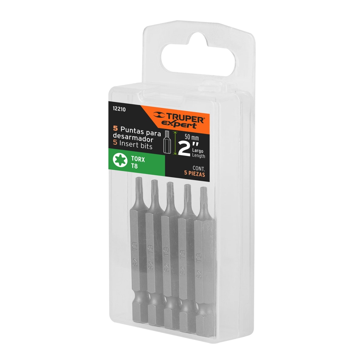 Estuche con 5 puntas torx T8 largo 2´´, Truper Expert5