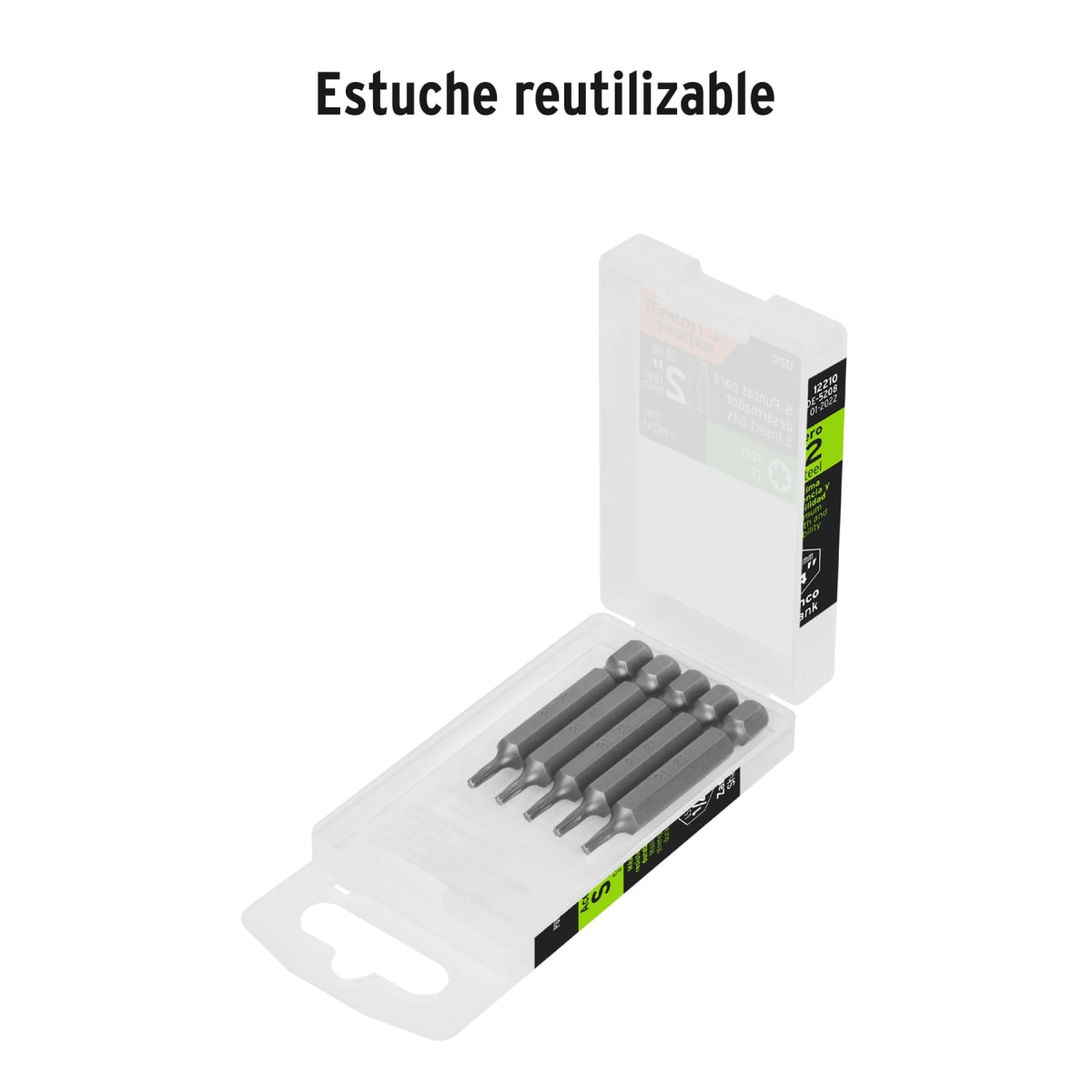 Estuche con 5 puntas torx T8 largo 2´´, Truper Expert2