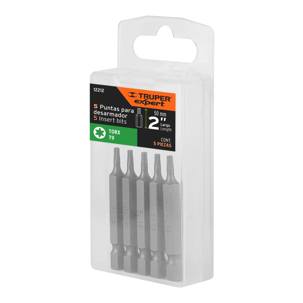 Estuche con 5 puntas torx T9 largo 2´´, Truper Expert5