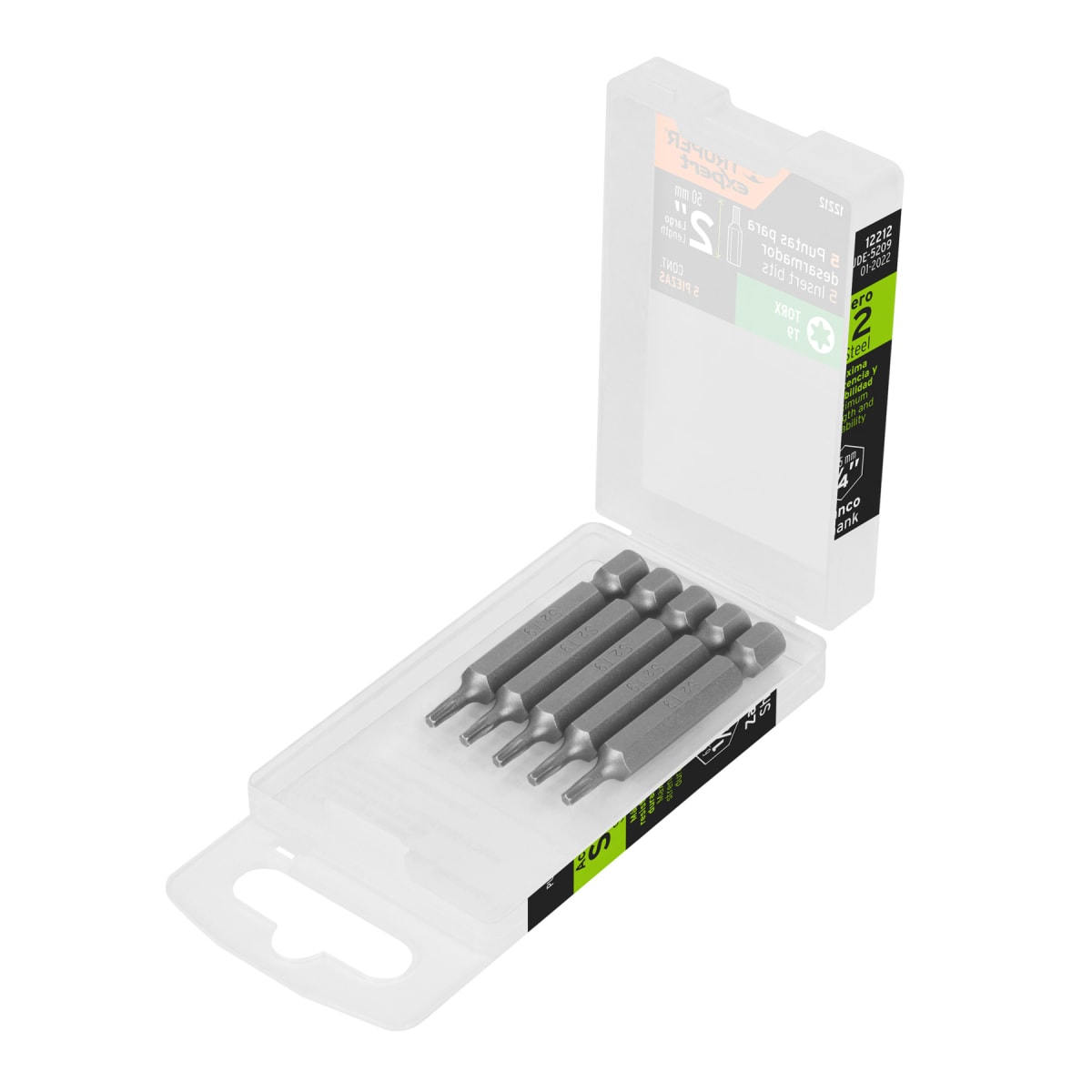 Estuche con 5 puntas torx T9 largo 2´´, Truper Expert1