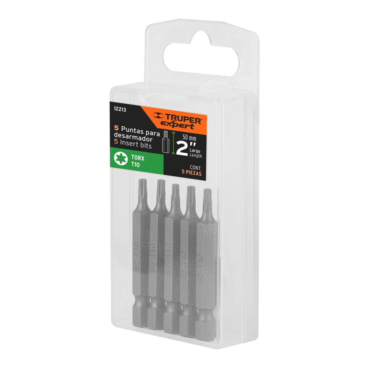 Estuche con 5 puntas torx T10 largo 2´´, Truper Expert5